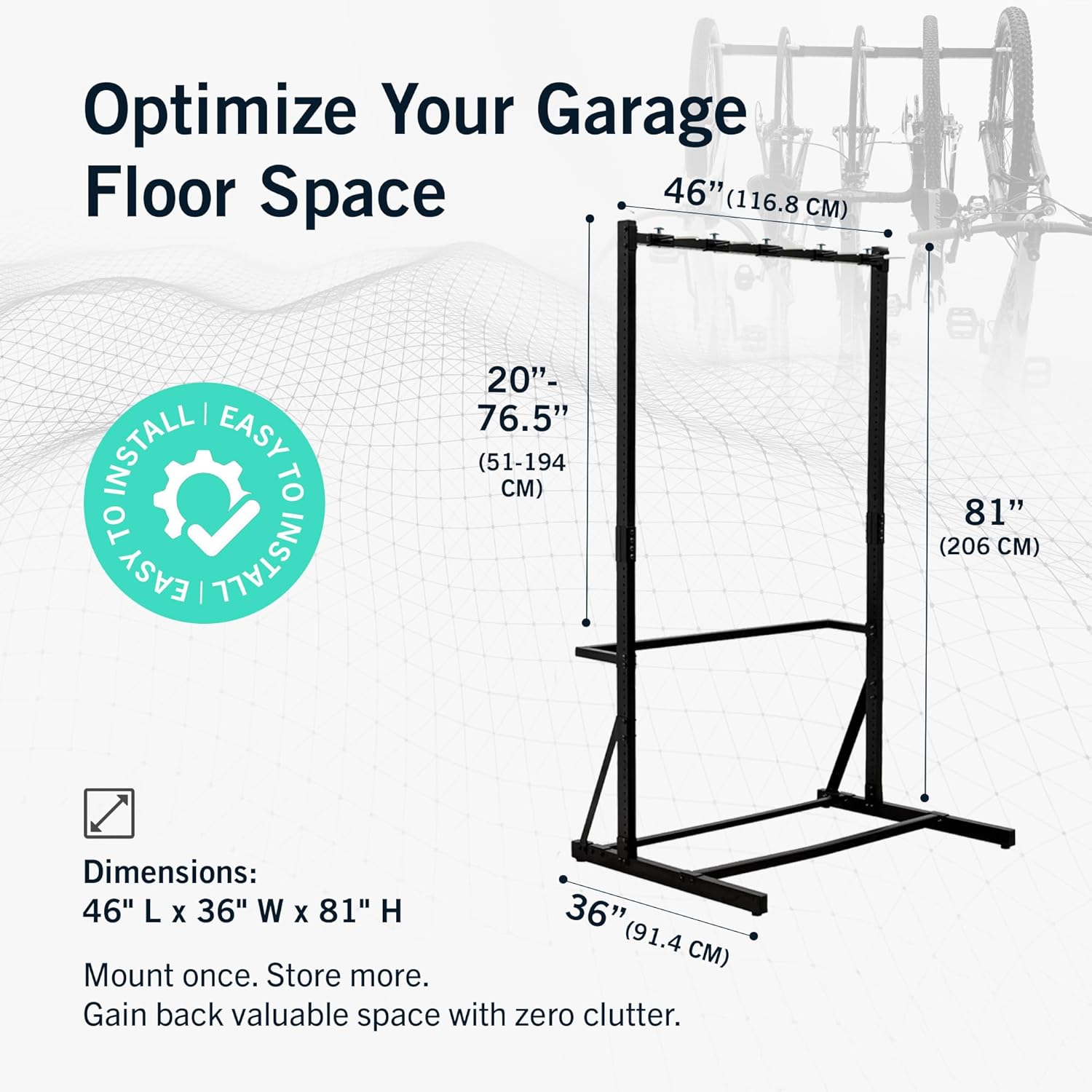 StoreYourBoard Indoor Bike Rack - Freestanding 5 Bike Storage Stand - Heavy-Duty Bike Holder for Garage or Home - Space-Saving Indoor Bike Stands for Road, Mountain, and Hybrid Bicycles - Black