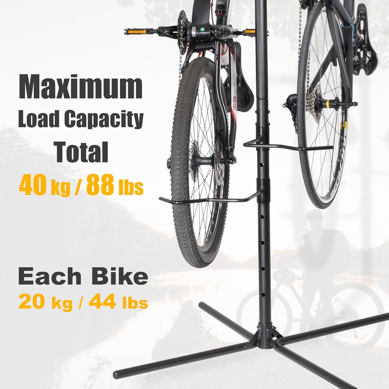 Alternative view of CyclingDeal Bike Vertical Freestanding Hanger Parking Rack - Fully Adjustable Gravity Storage Floor Stand - Safe & Secure for Hanging MTB Road Bicycles in Garage or Home - 2 Bikes Vertical