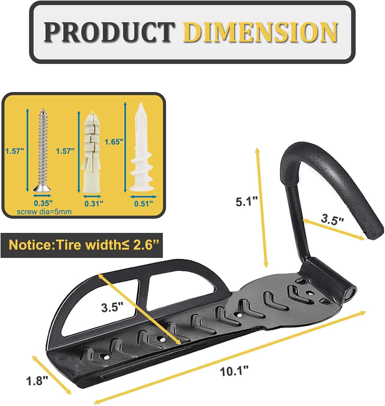 Laxama Bike Rack for Garage Wall Mount 4 Pack Vertical Bike Hooks Bicycle Hanging Hooks for Indoor Storage with Non-reversible Hooks