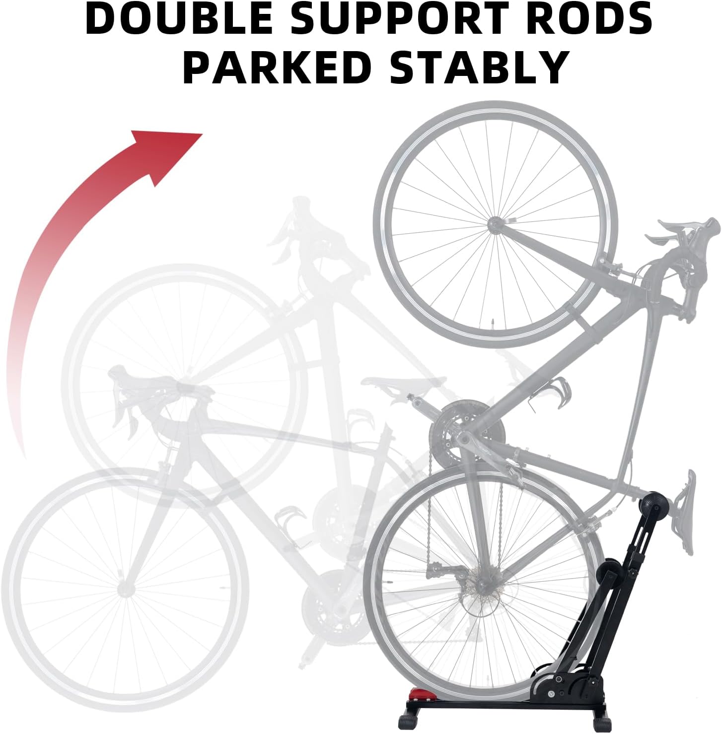 Foldable Vertical & Horizontal Bike Rack - Space-Saving Floor Bike Stand for Garage/Indoor Storage, Tool-Free Assembly Fits 24"-29" Mountain/Road Bikes (66lb Capacity) No Drilling