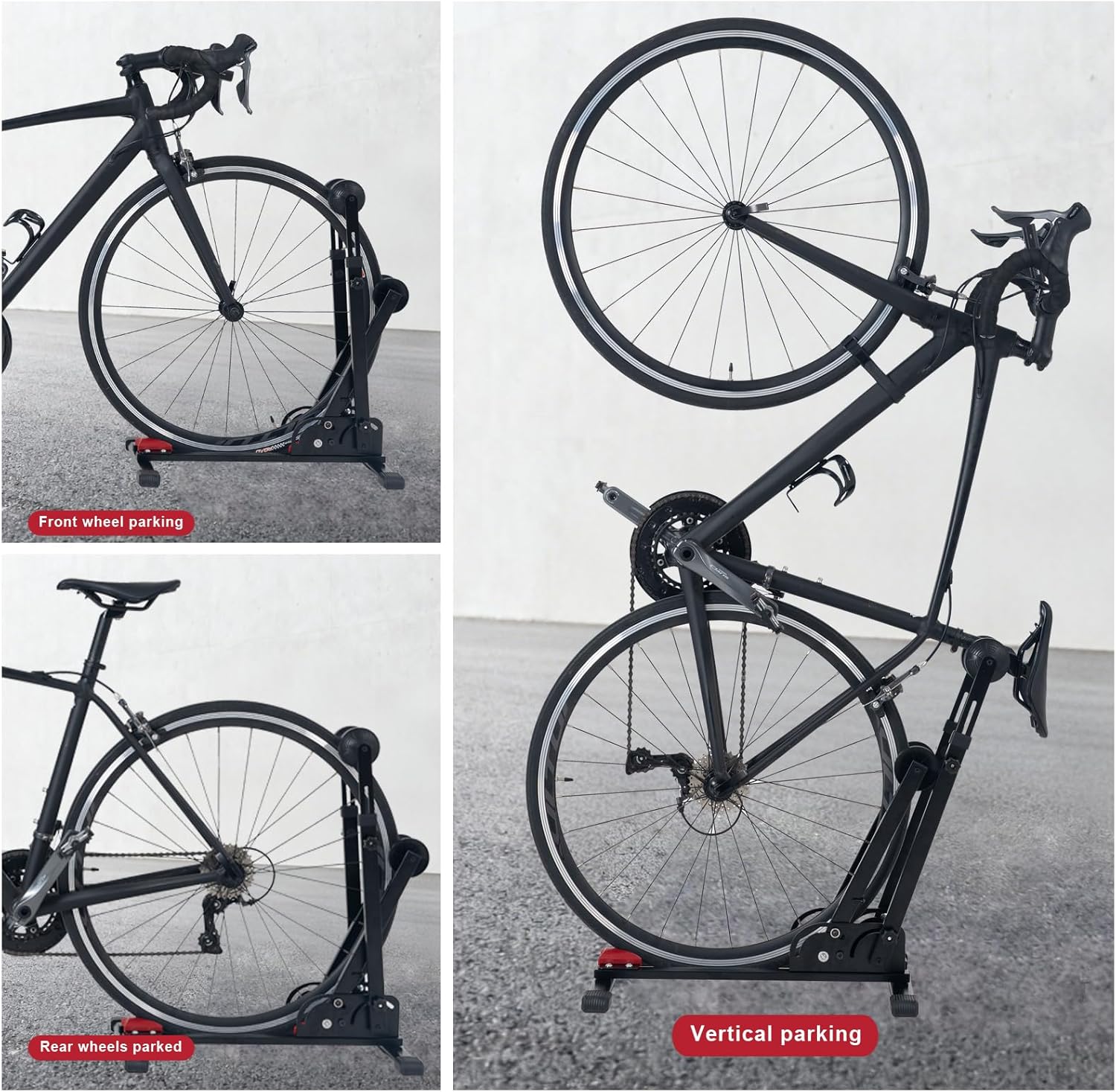 Alternative view of Foldable Vertical & Horizontal Bike Rack - Space-Saving Floor Bike Stand for Garage/Indoor Storage, Tool-Free Assembly Fits 24"-29" Mountain/Road Bikes (66lb Capacity) No Drilling