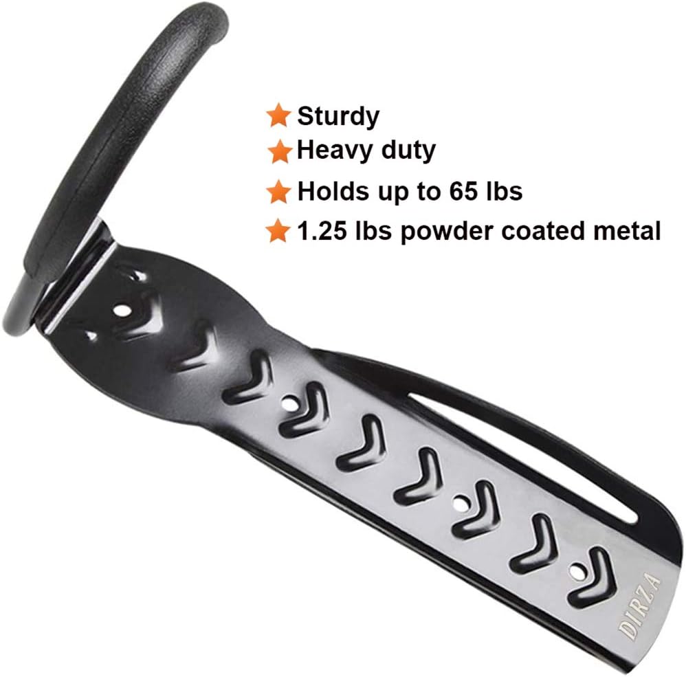 Alternative view of Dirza Bike Rack Garage Wall Mount Bike Hanger Storage System Vertical Bike Hook for Indoor Shed - Easily Hang/Detach - Heavy Duty Holds up to 65 lb with Screws Black