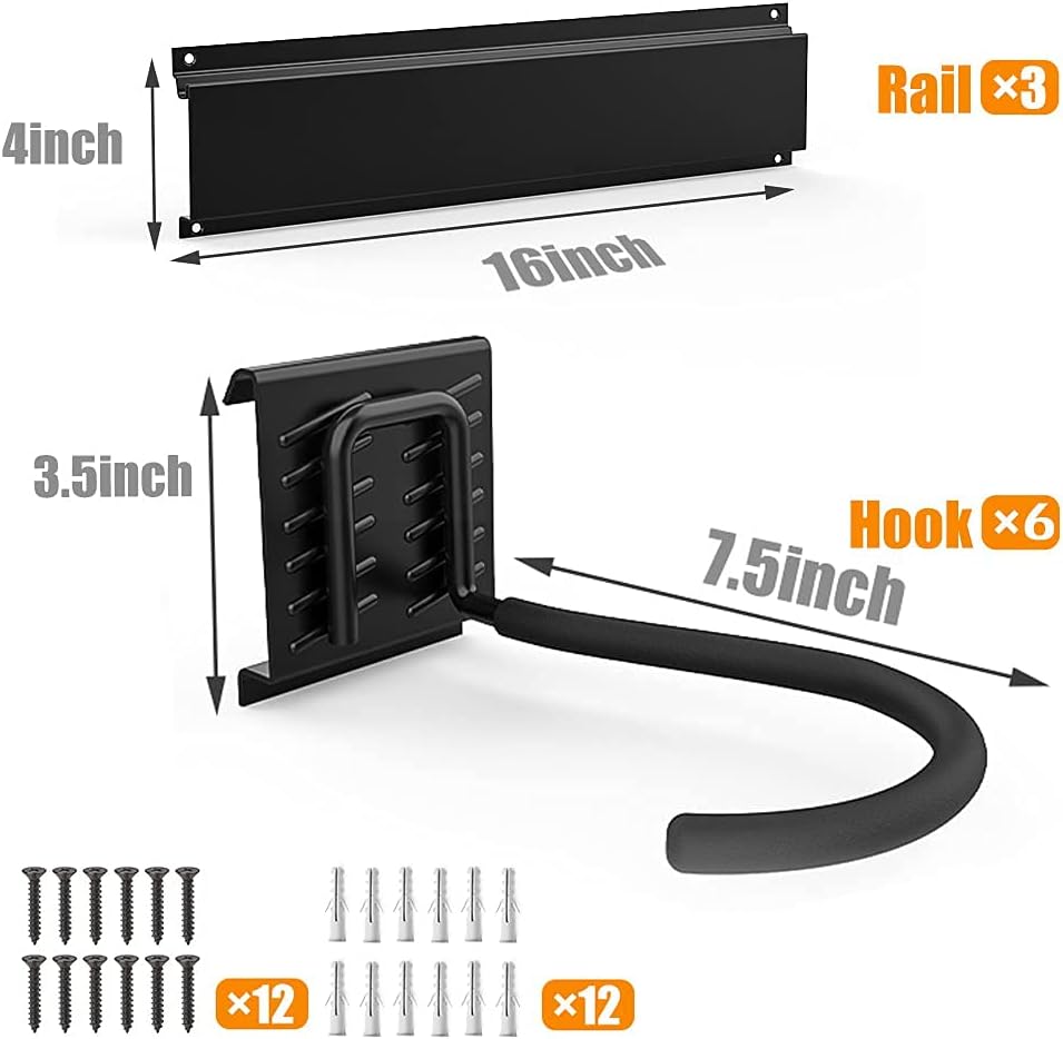 Alternative view of TORACK Bike Storage Rack, 6 Bike Rack Wall Mount Home and Garage Organizer, Vertical Bicycles Hanger Hooks for Indoor Space Saving