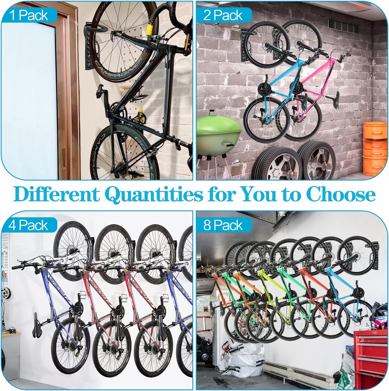 Alternative view of DkOvn 2 Pack Bike Rack Garage Wall Mount, Wall Mount Bike Rack with Screws, Heavy Duty Steel Vertical Bike Hook Holds Up to 66lb for Indoor Storage