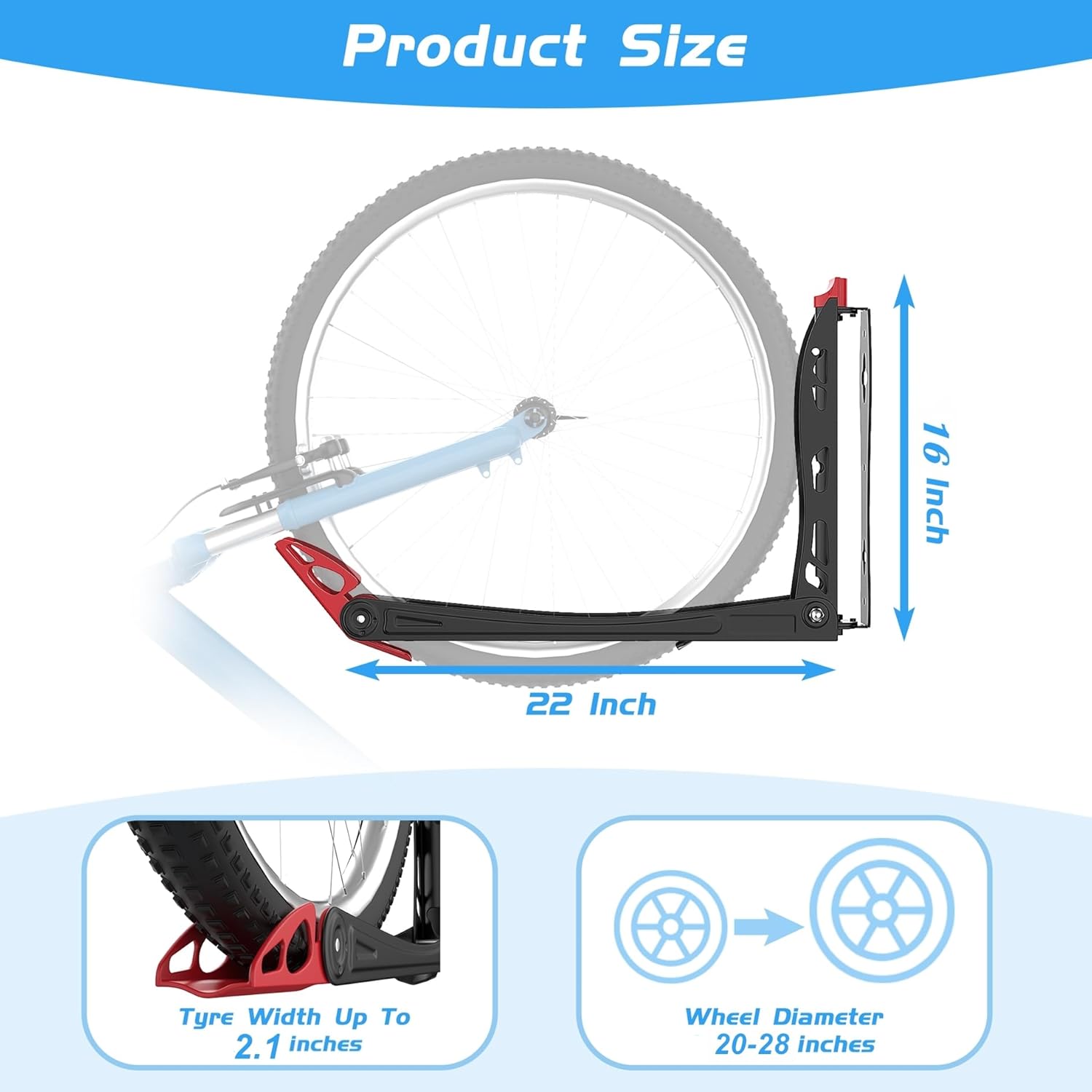 Alternative view of WALMANN BIKEPAL No Lifting Wall Mount Swivel Bike Rack, Vertical Bike Wall Hangers for Garage Space Saving Bike Storage Solution(2 Pack)