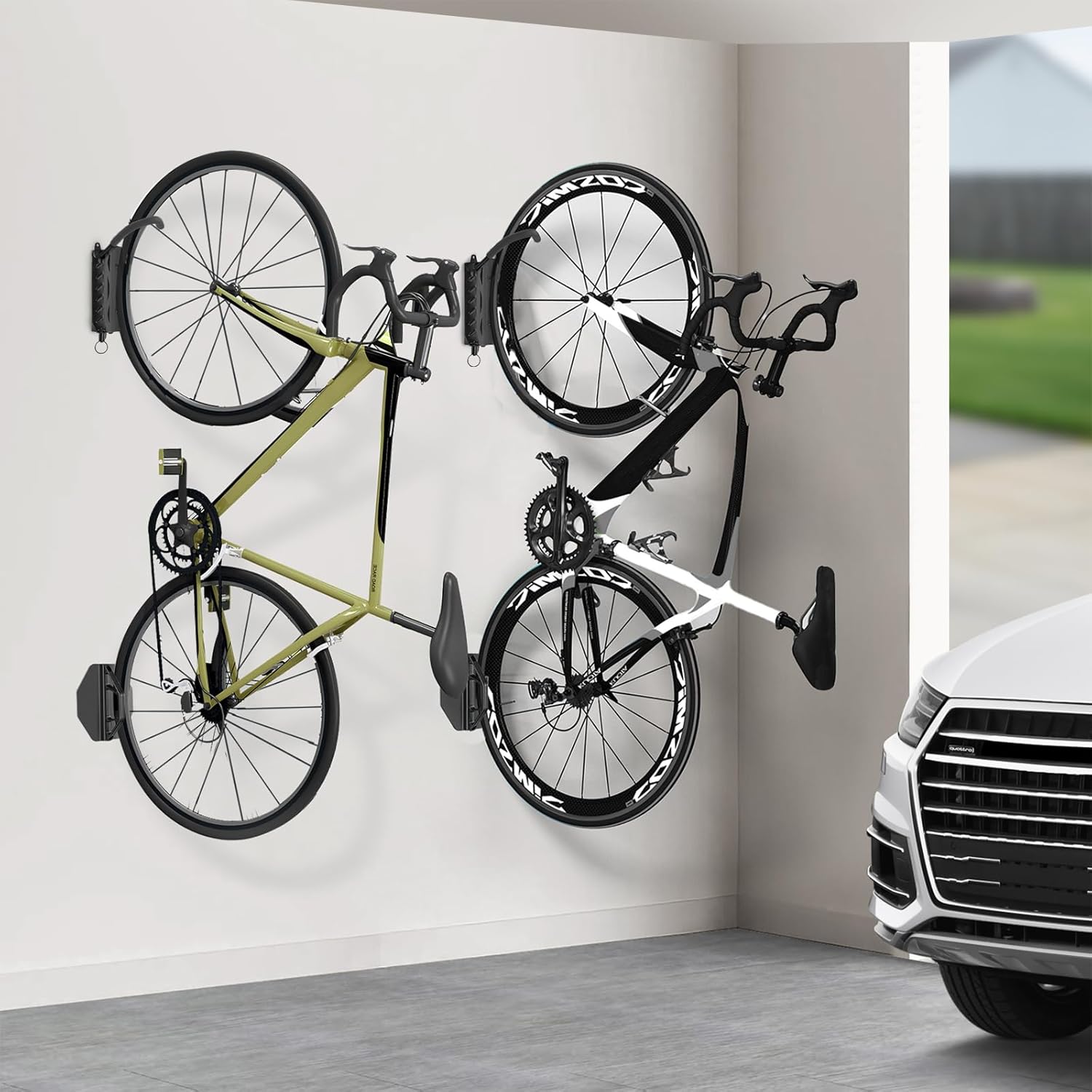 QAQ Swivel Bike Wall Mount, Vertical Bike Rack Garage Holds Up To 66lbs, Bike Hooks For Garage Space-Saving, Easy To Install -1 PACK