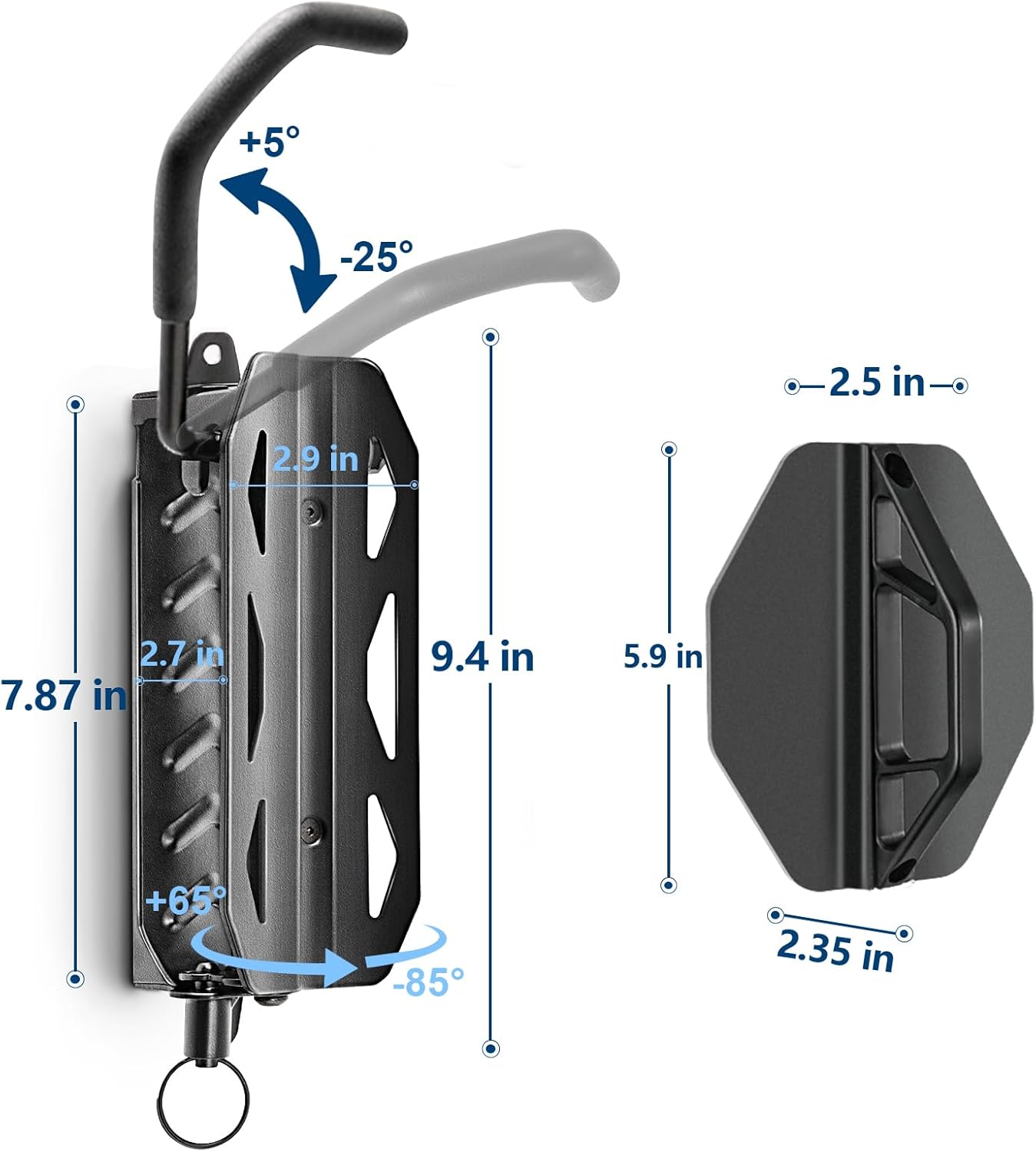 Alternative view of QAQ Swivel Bike Wall Mount, Vertical Bike Rack Garage Holds Up To 66lbs, Bike Hooks For Garage Space-Saving, Easy To Install -1 PACK