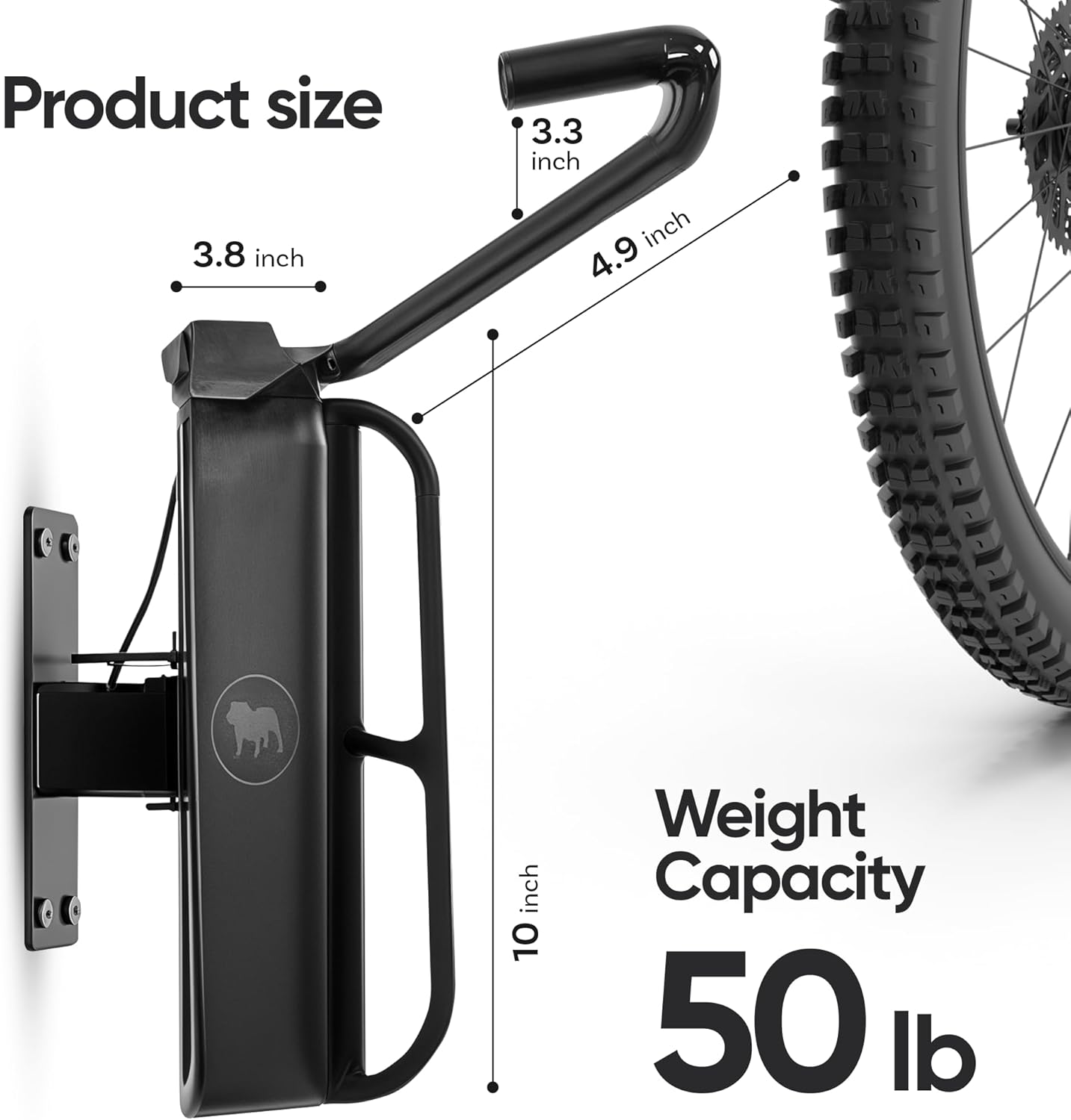 Olivia and Lily Wall-Mounted Bike Rack – Vertical Swivel Hanger for Garage & Home, Space-Saving Heavy-Duty Steel Hook, Holds Up to 50 lbs, Black Vertical Bike Storage Mount