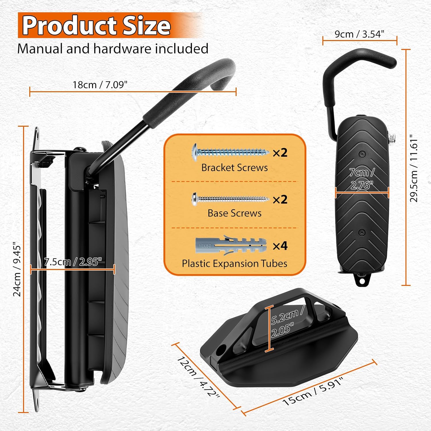 Hycline Swivel Bike Wall Mount: Bicycle Rack for Garage Organizer - Space-saving Wall Mounted Vertical Bike Hook Hanger - Heavy-duty Sturdy Storage Bike Rack for Home & Indoor - 1PC
