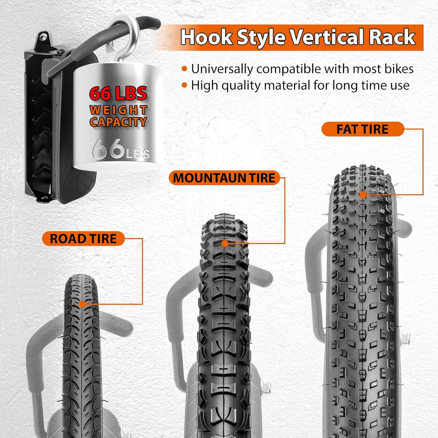 Alternative view of Hycline Swivel Bike Wall Mount: Bicycle Rack for Garage Organizer - Space-saving Wall Mounted Vertical Bike Hook Hanger - Heavy-duty Sturdy Storage Bike Rack for Home & Indoor - 1PC
