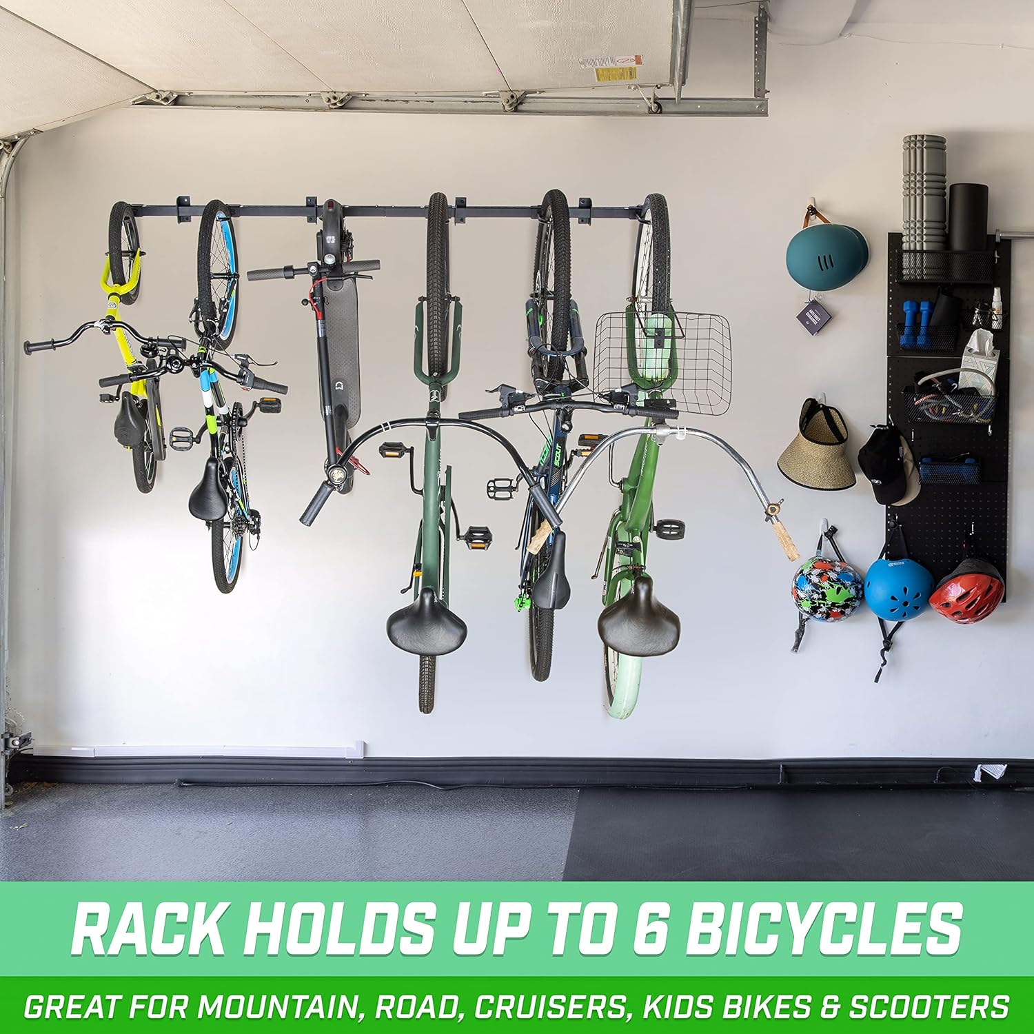 Alternative view of GoSports Wall Mounted Bike Rack for Garage - Vertical Storage for 4 to 6 Bicycles