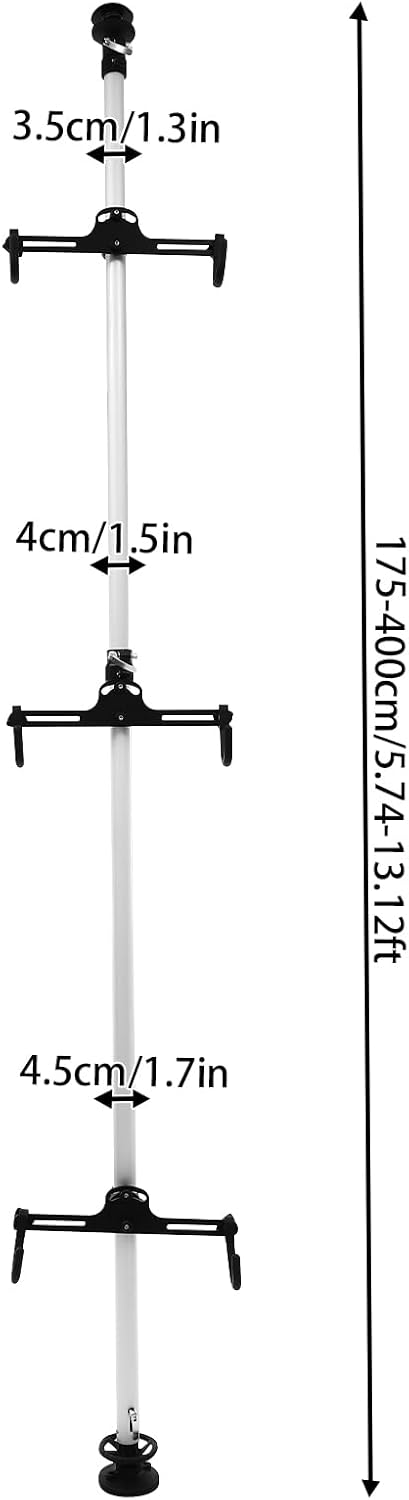 Alternative view of 3-Bike Vertical Storage Rack, Adjustable Floor to Ceiling Bike Stand Holder with 3 Hooks, for Mountain Road Kids Bicycles in Garage, Indoor Use, 66 lbs Capacity