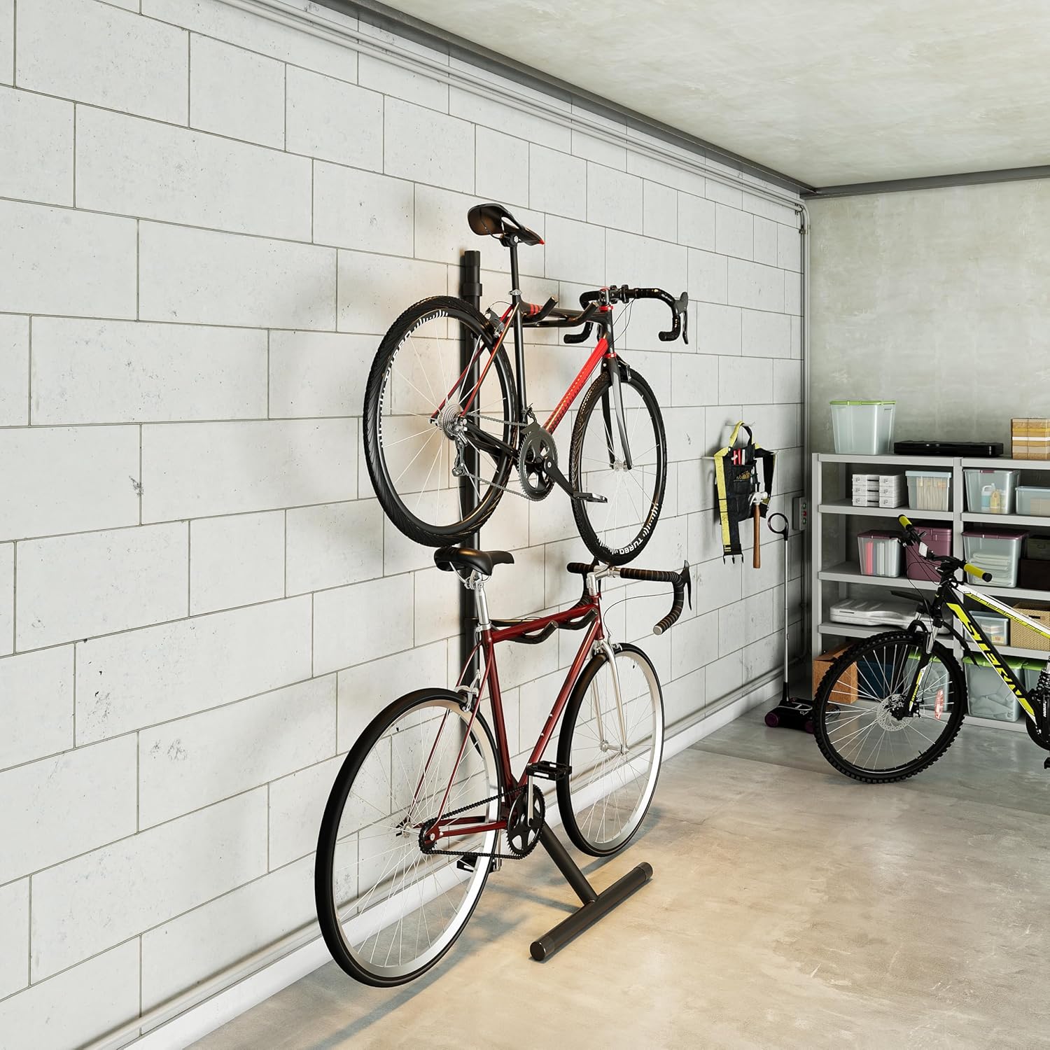 KUAFU 2 Bike Bicycle Vertical Gravity Hanger Stand, Bike Home Adjustable Storage Rack, In-Home Bicycle Bunk for Garages or Apartments,80 lbs