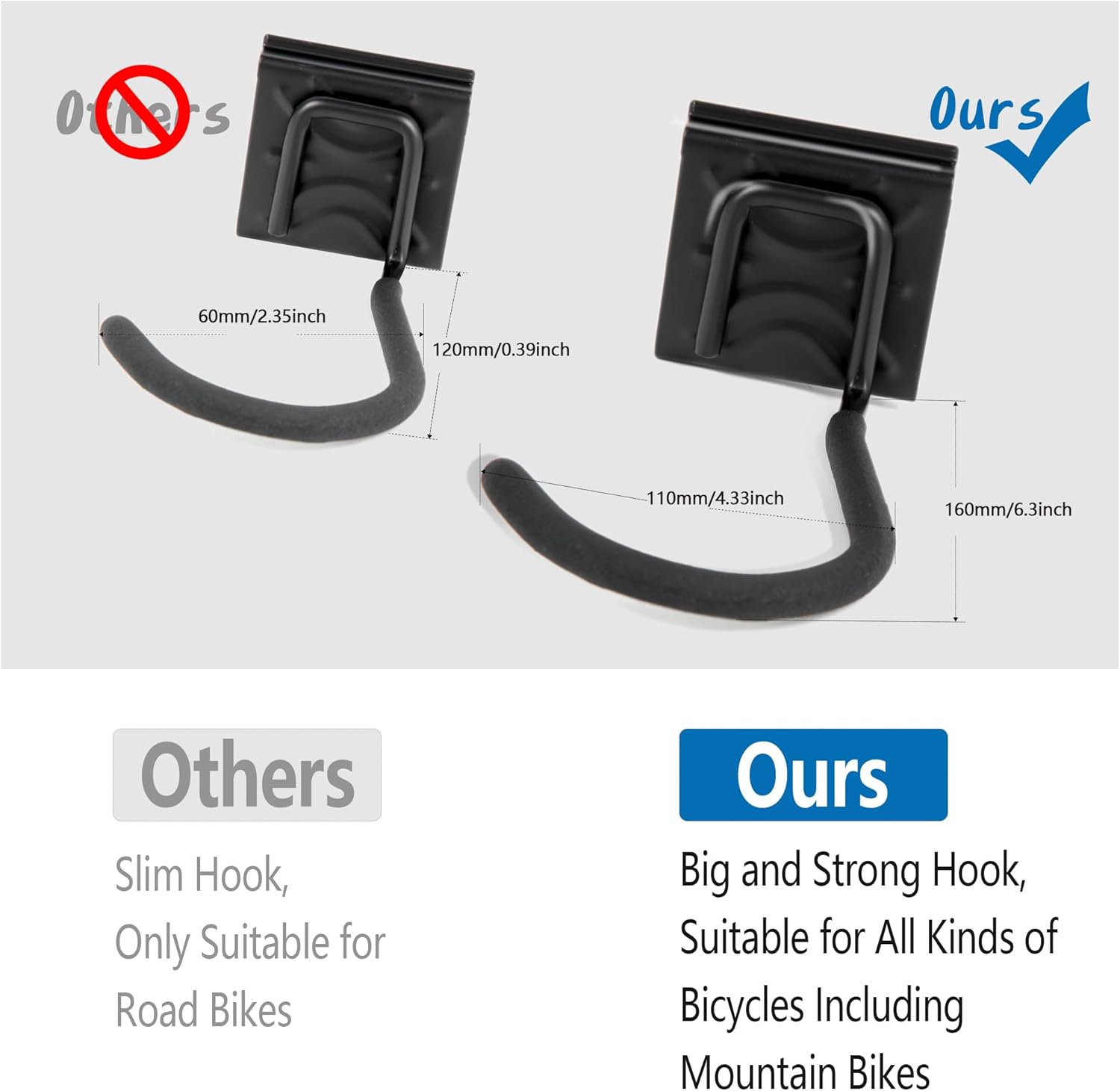 Sinoer Bike Storage Rack,Bike Wall Rack, 6 Bike Rack Wall Mount bicycle rack for garage Garage Organize,Vertical Bike Rack-5 Helmets Hook