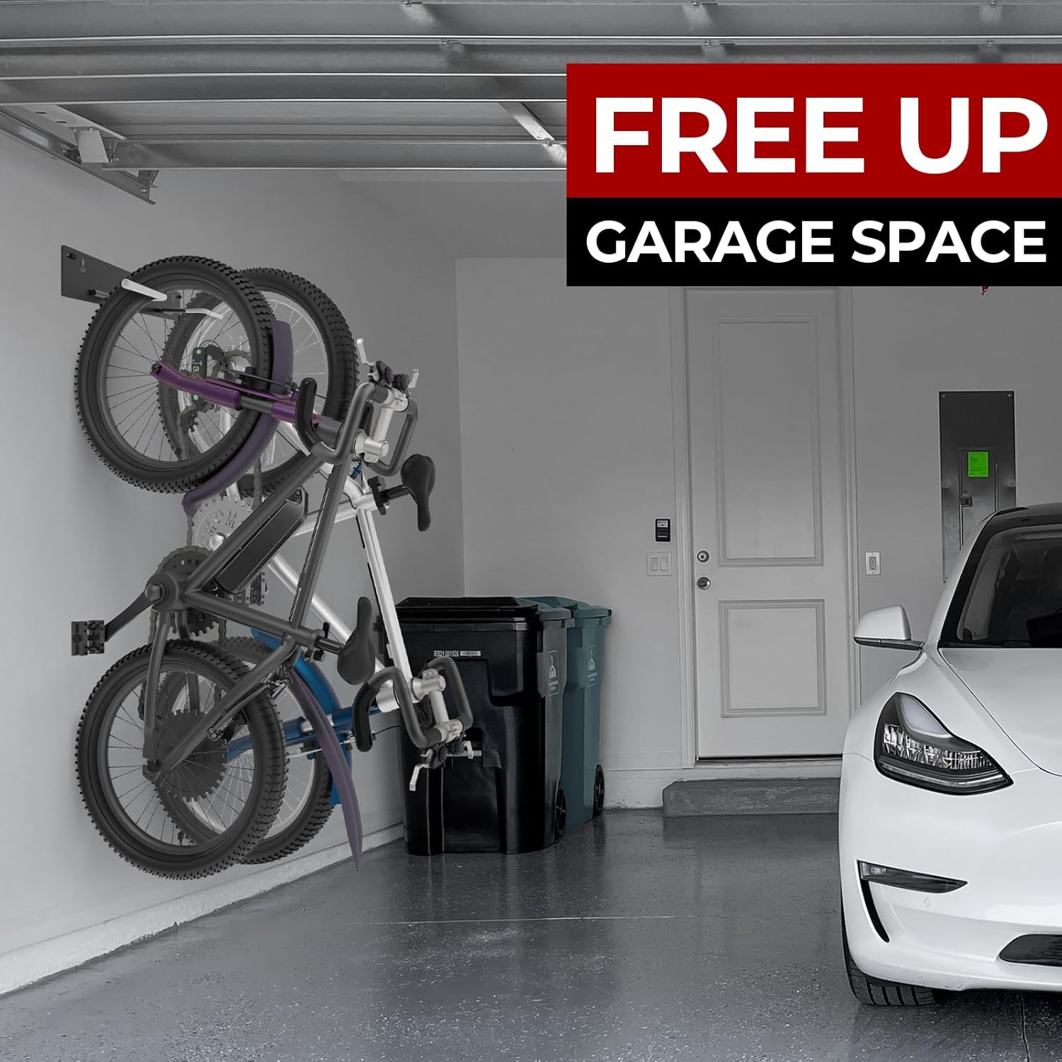 Alternative view of Fat Tire Bike Rack Wall Mount Garage Storage,Fat Tire Bike Storage Rack for Garage,Heavy Duty Fat Tire Bike Wall Mount Hanger Hooks Max 100lbs,Vertical Fat Tire Mountain Bike Rack(Hold 2 Bikes)