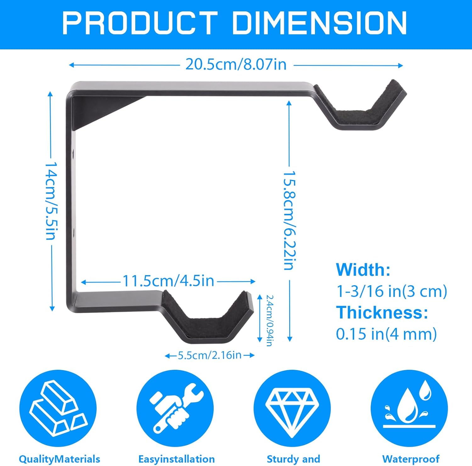 BTXKQTH 2 Pack Bike Wheel Rack Garage Wall Mount, Carbon Steel Storage Hook, Spare Bike Wheel Hangers for Garage, Indoor Vertical Bike Holder, Double Bike Wheel Spare Tire Rack, Easy to Install