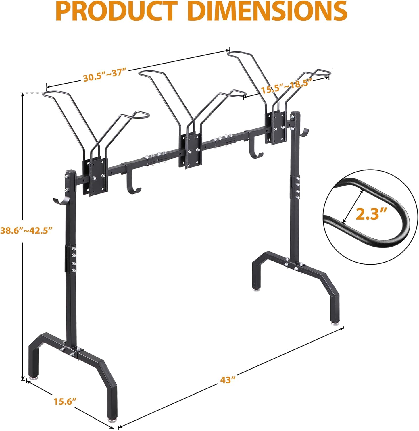 DorBuphan Cycle Storage Organizer Rack for 3 Bikes, Portable Bicycle Parking Rack with 4 Hooks, Bikes Floor Stand for Garage/Home/Indoor/Outdoor Use