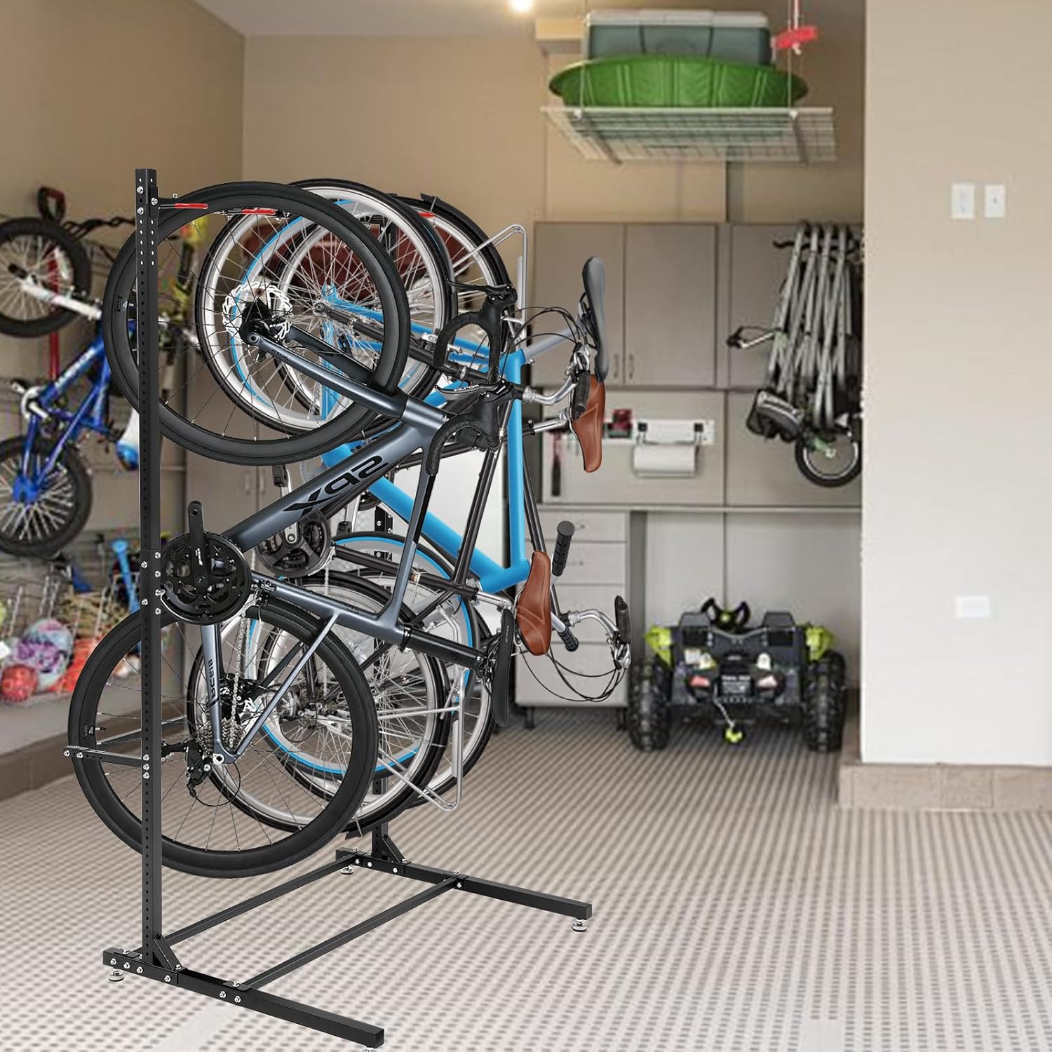 Freestanding Bike Rack Bicycle Storage Rack,Vertical Bike Stand Max 5 Bikes with Helmet Holders,Solid Steel Bike Racks for Home & Garage &Indoor & Bike Station-BlacK - Image 6