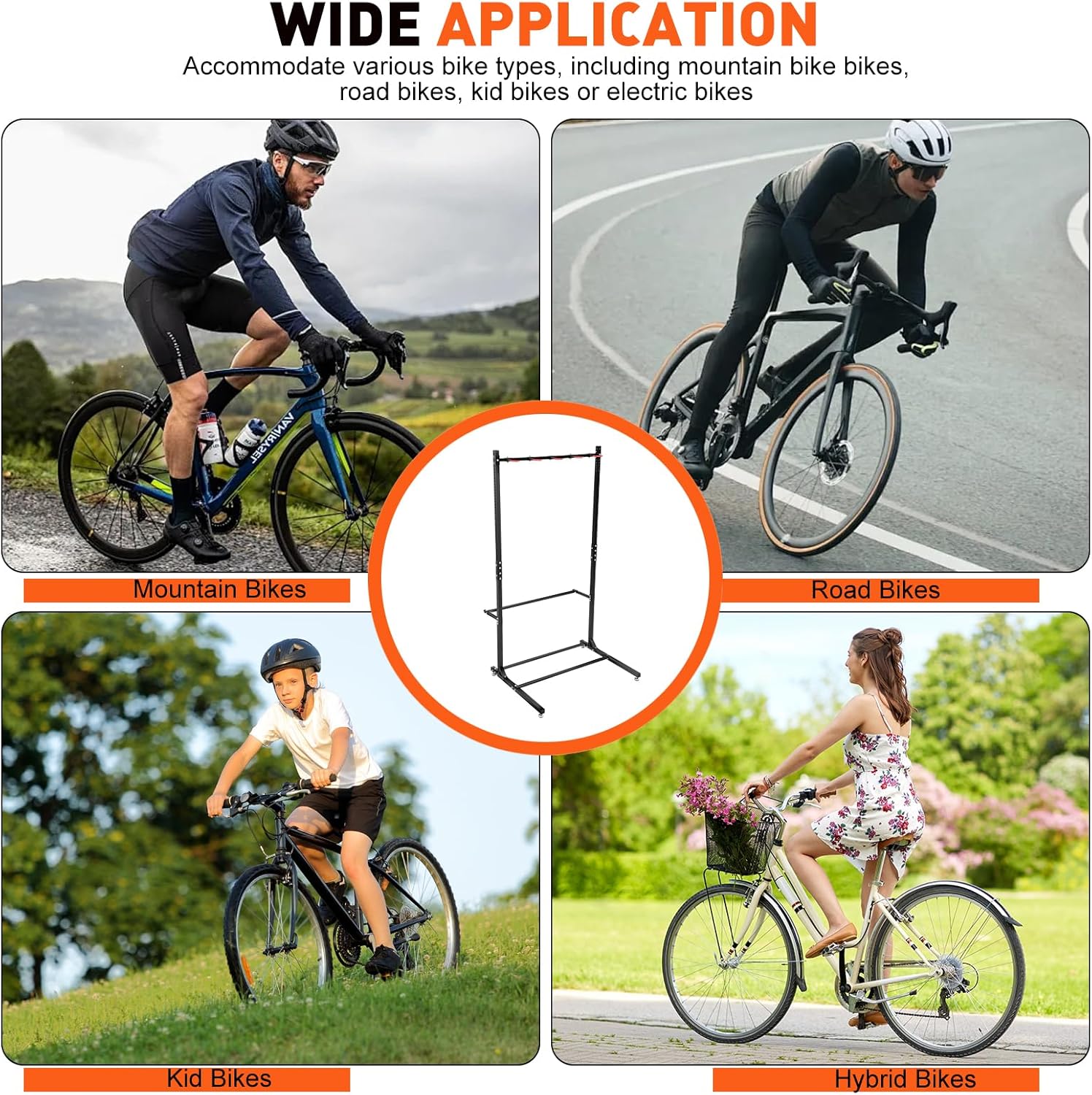 Freestanding Bike Rack Bicycle Storage Rack,Vertical Bike Stand Max 5 Bikes with Helmet Holders,Solid Steel Bike Racks for Home & Garage &Indoor & Bike Station-BlacK - Image 7