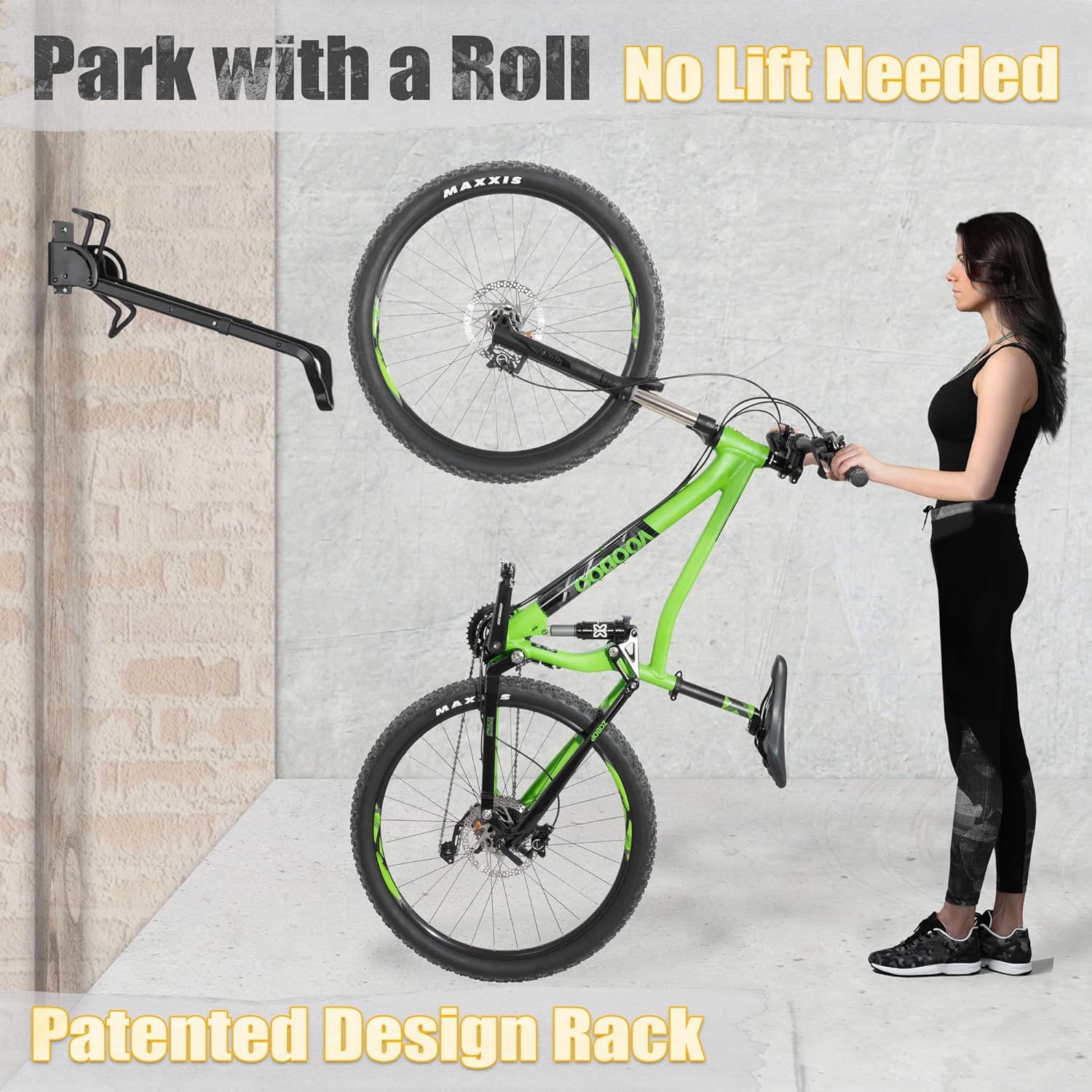 CyclingDeal Swivel Bike Wall Mount Rack - Vertical Adjustable Foldable Bicycle Parking Rack with Wheel Holder - for 20"-29" MTB 700C Road Bikes Home Garage Storage