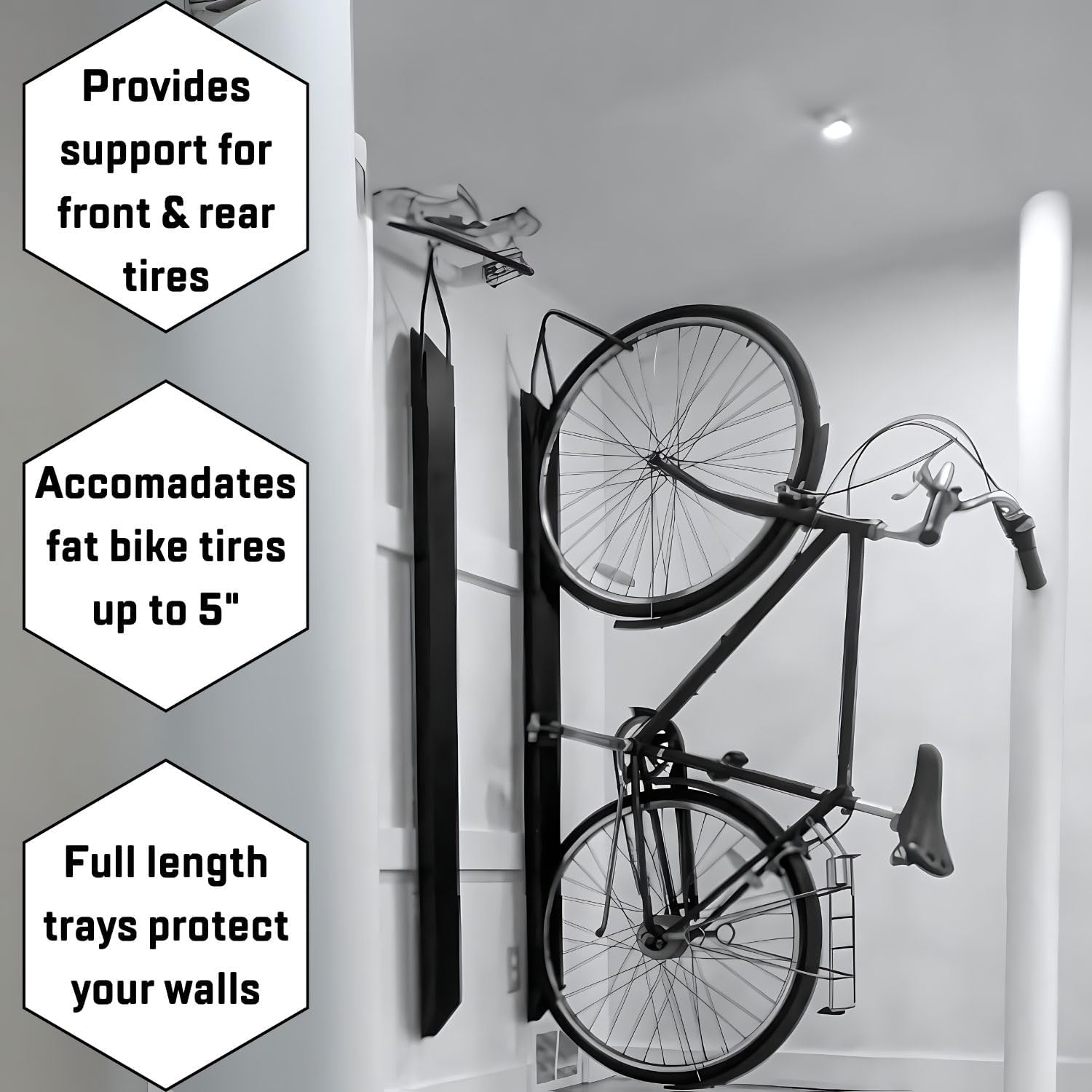 Saris Bike Trac Industrial Strength Vertical Bike Rack, Space Saving Bike Storage, Wide Wheel Track, Full Length Tray, Perfect for Garage, Bike Hanger
