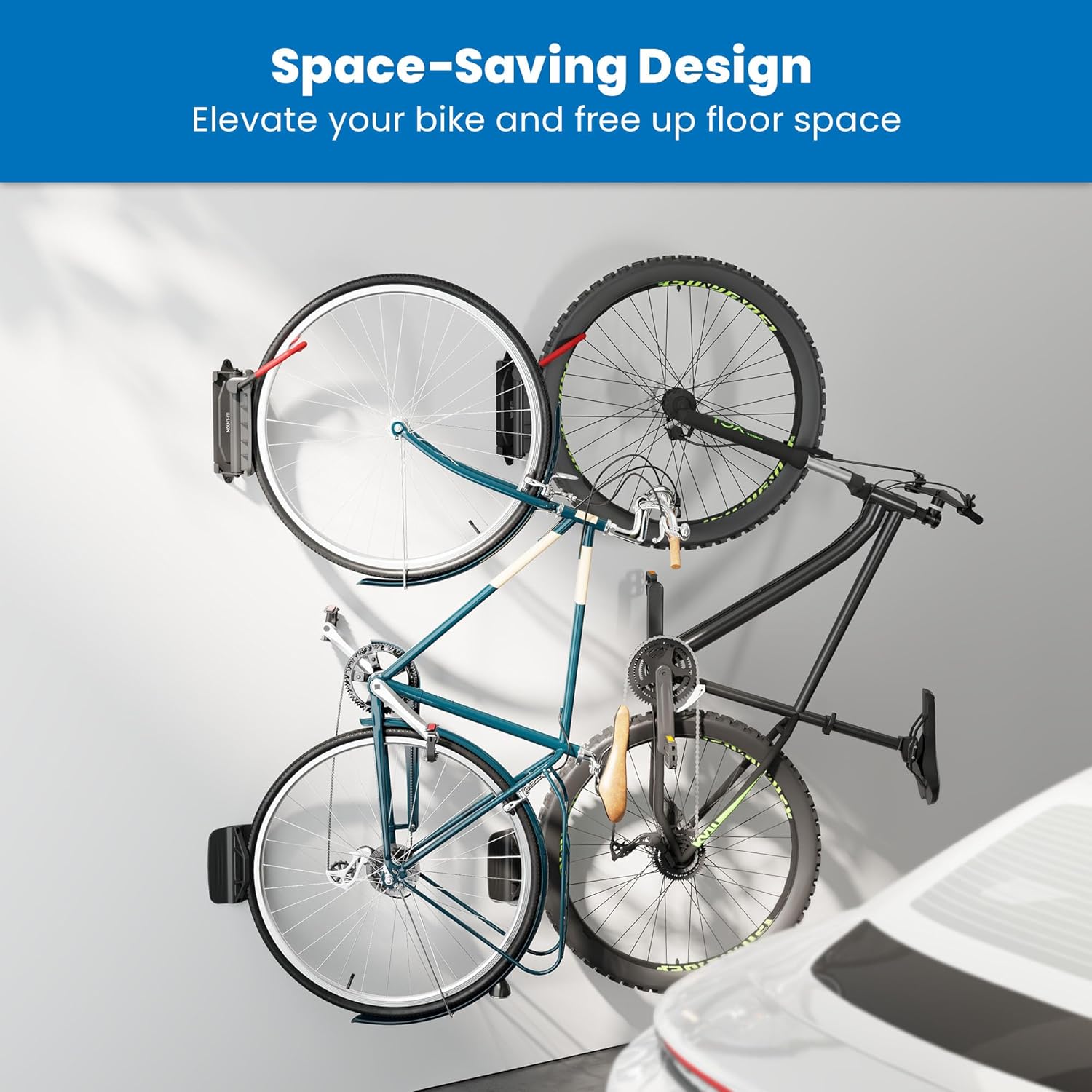 Mount-It! Swivel Bike Wall Mount – Heavy-Duty Vertical Bike Rack for Garage & Home – Space-Saving Wall Mounted Bike Hanger – Holds Up to 66 lbs – Bike Storage Hook for Road, Mountain & Hybrid Bikes - Image 4