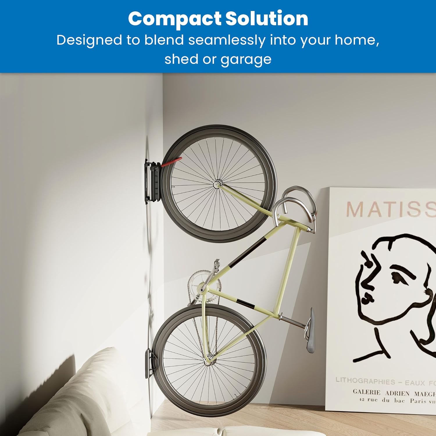 Mount-It! Swivel Bike Wall Mount – Heavy-Duty Vertical Bike Rack for Garage & Home – Space-Saving Wall Mounted Bike Hanger – Holds Up to 66 lbs – Bike Storage Hook for Road, Mountain & Hybrid Bikes - Image 7