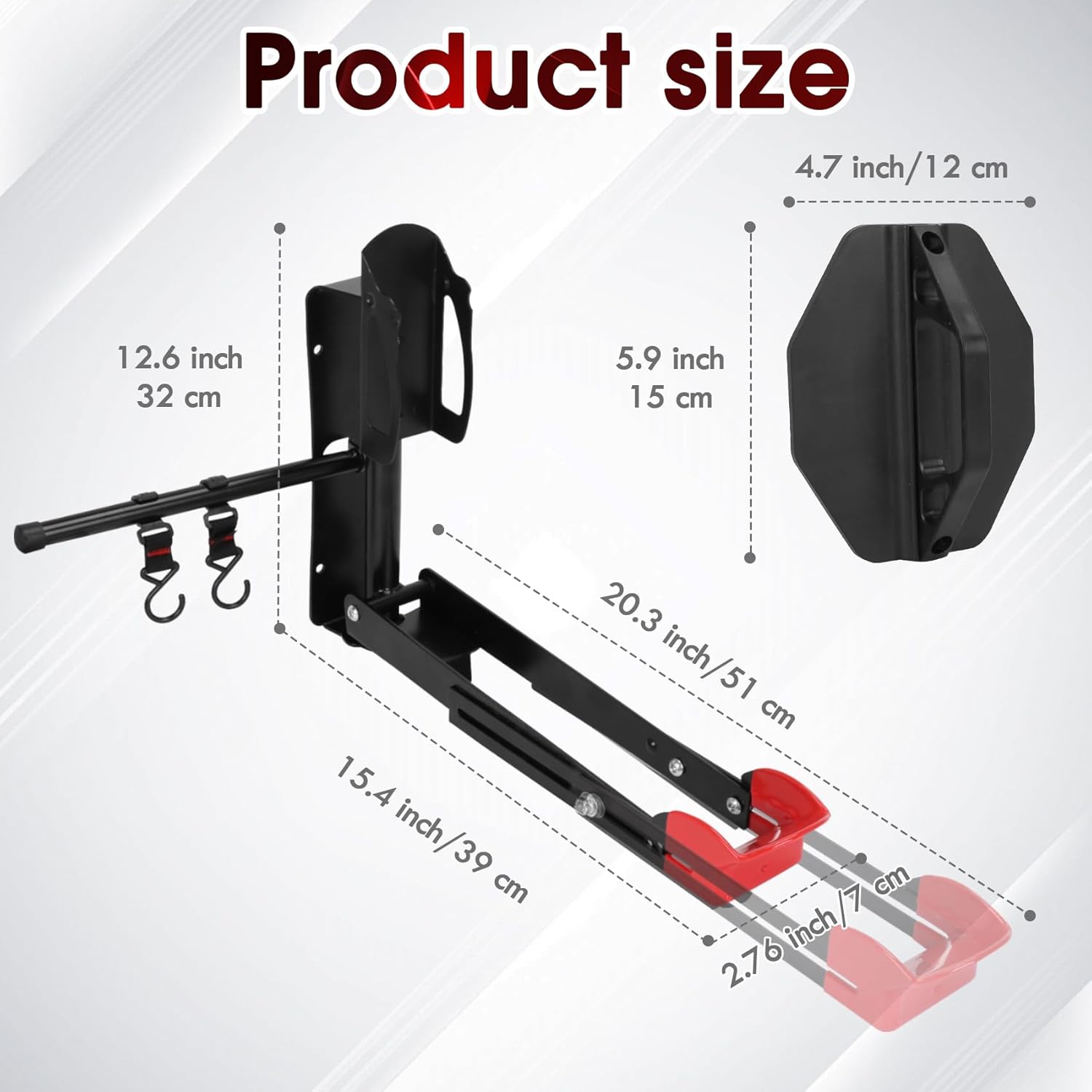 Alternative view of Bike Wall Mount Rack - Heavy-Duty Foldable Vertical Bicycle Storage with Hooks, Space Saving Wall-Mounted Organizer for Mountain/Road/Kids Bikes - Anti-Scratch & Tool-Free Install, Holds 70lbs
