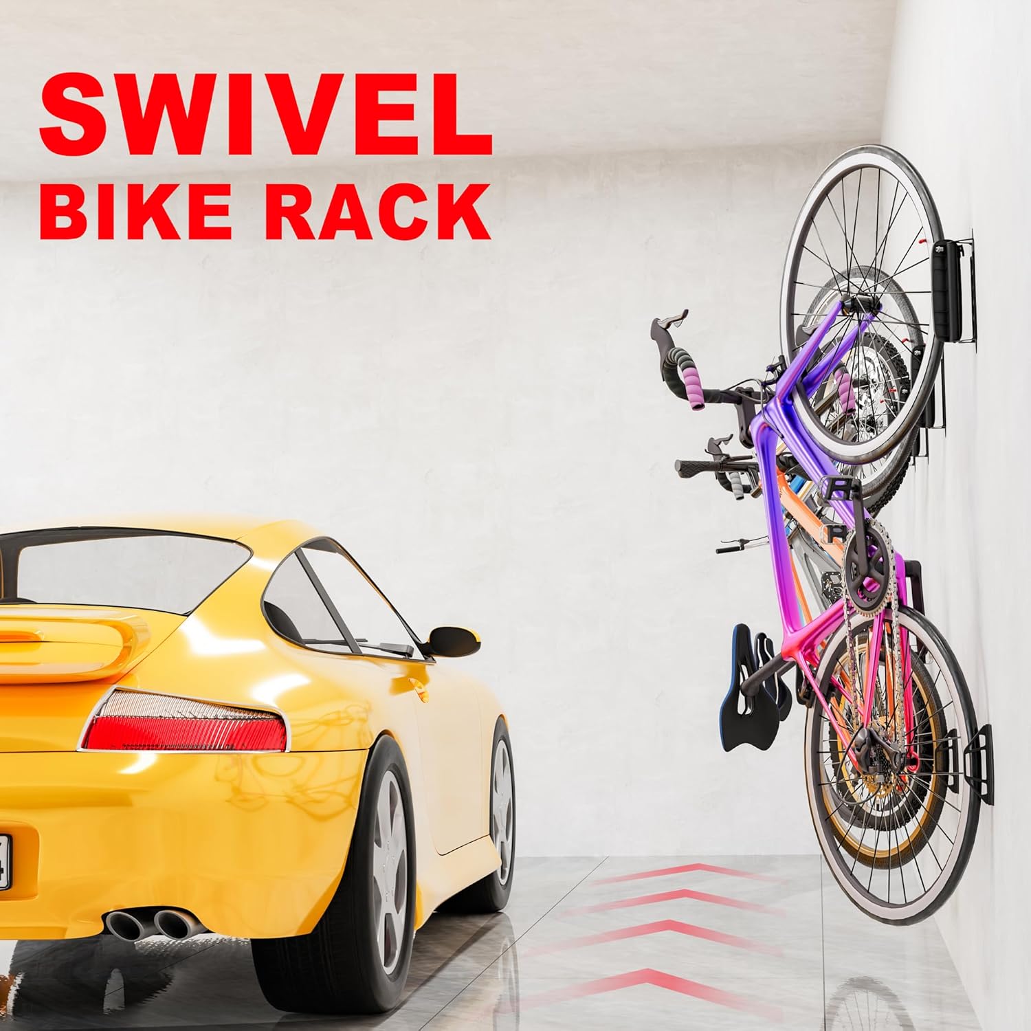 Hromee Bike Rack Wall Mount, Swivel Bike Storage Rack for Garage, Space-Saving Vertical Bike Holder 4 Pack - Image 5