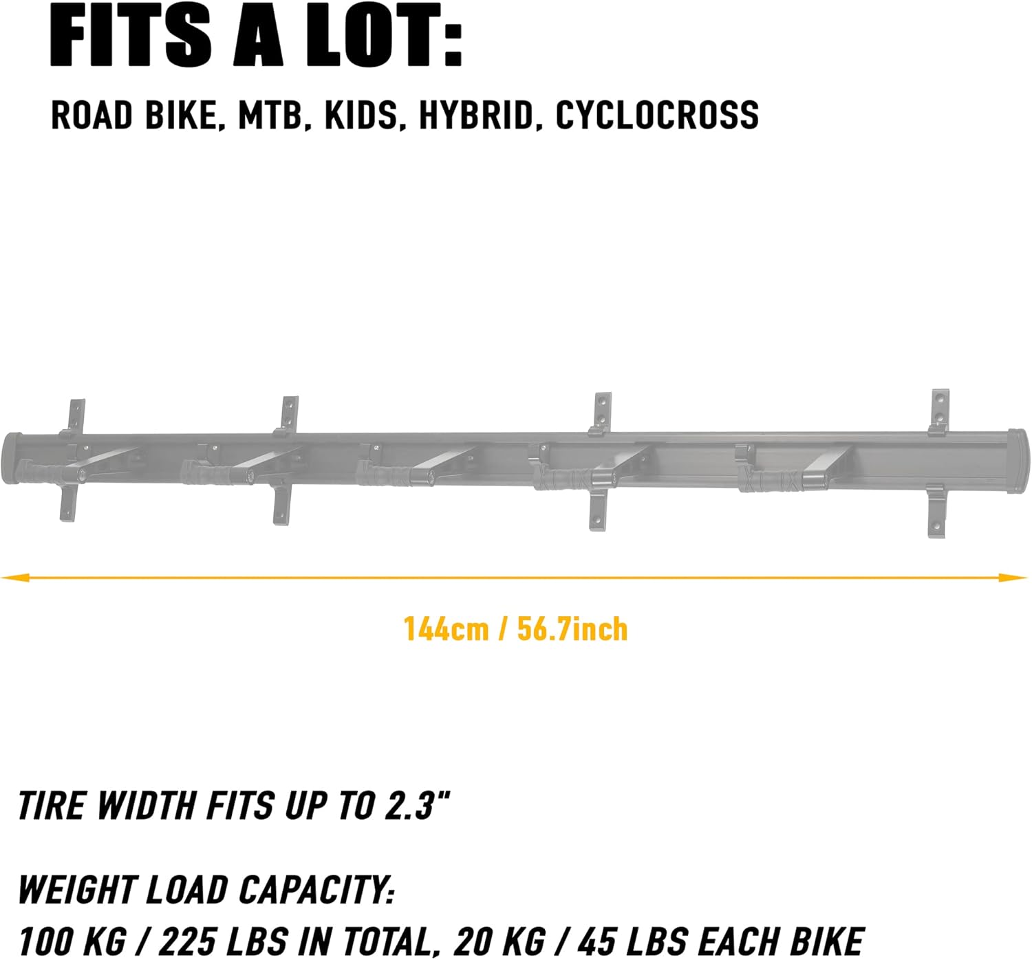 Alternative view of CyclingDeal Bike Wall Mount Rack - Adjustable Indoor Outdoor Storage Vertical Cycling Hook Hanger Organiser - Safe & Secure for Storing MTB Road Bicycles in Garage or Home - Upgraded 5 Bikes