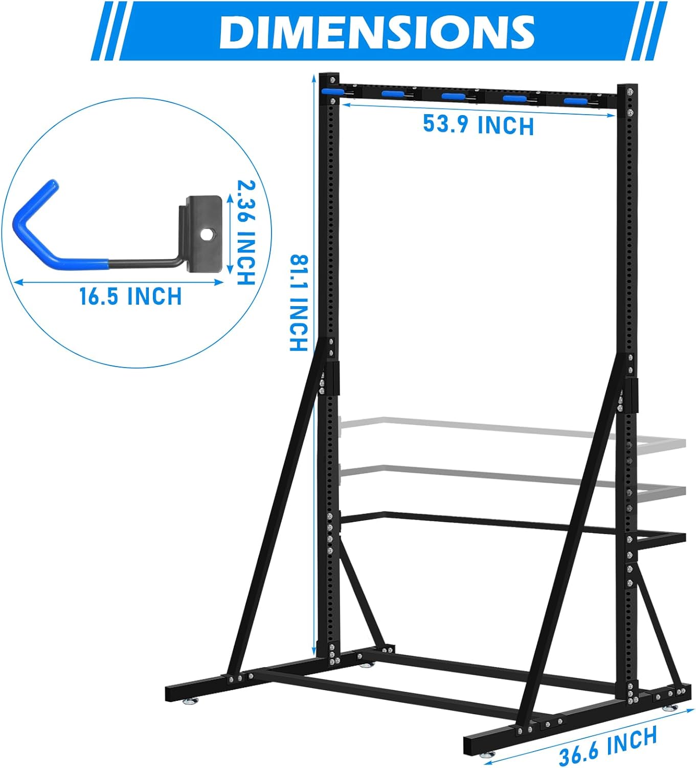 Freestanding Bike Rack - Heavy Duty 5-Bike Vertical Stand, Width: 53 Inches,350lb Capacity Garage Storage Organizer,Black