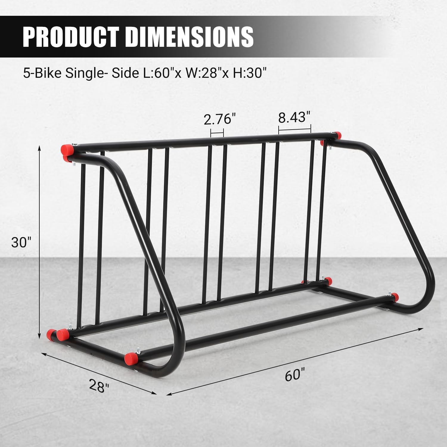 ActiveTrail Commercial Grid Bike Rack - Heavy Duty Metal Floor Bike Stand, Outdoor Bicycle Rack for Garage, School, Outdoor Parking, Bike Shop, 5-Bicycle Capacity (Single & Double Sided)