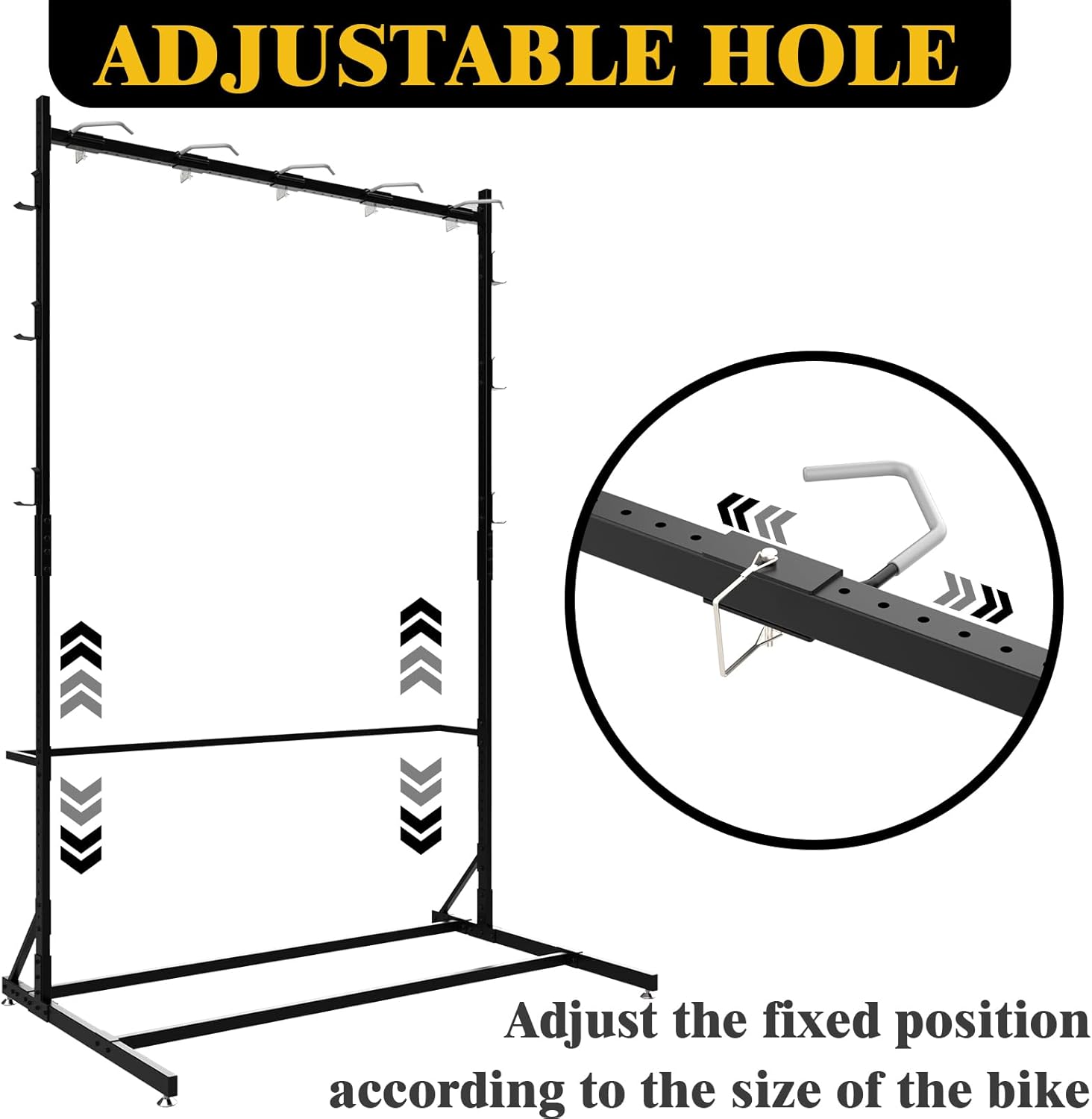Lezbanz Freestanding Bike Storage Rack for 5 Bikes, 52" Wide Steel Vertical Bike Rack with 5 Bike Hooks & 6 Hooks for Helmet Storage, Bike Racks for Home and Garage, Indoor Floor Bike Stand