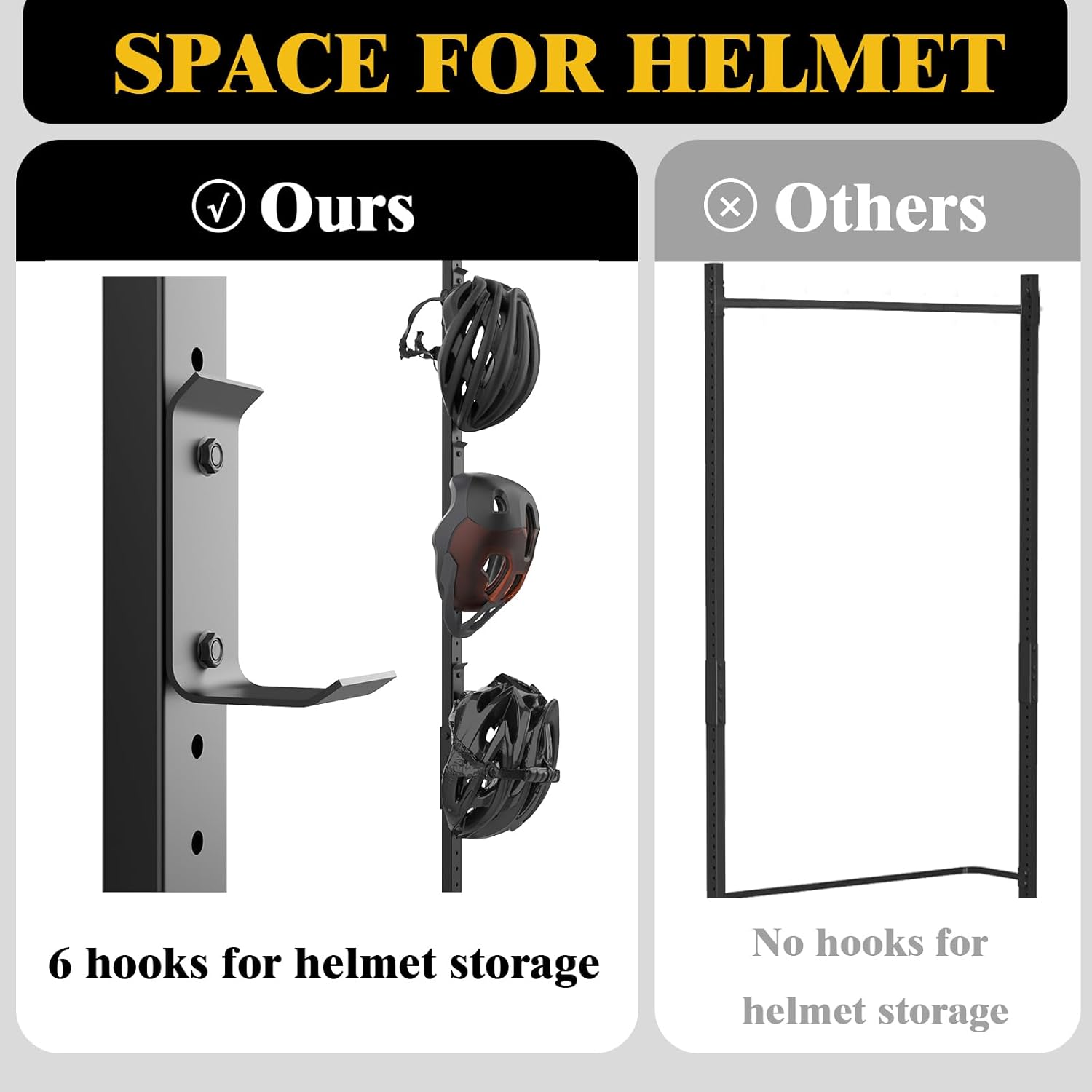 Alternative view of Lezbanz Freestanding Bike Storage Rack for 5 Bikes, 52" Wide Steel Vertical Bike Rack with 5 Bike Hooks & 6 Hooks for Helmet Storage, Bike Racks for Home and Garage, Indoor Floor Bike Stand