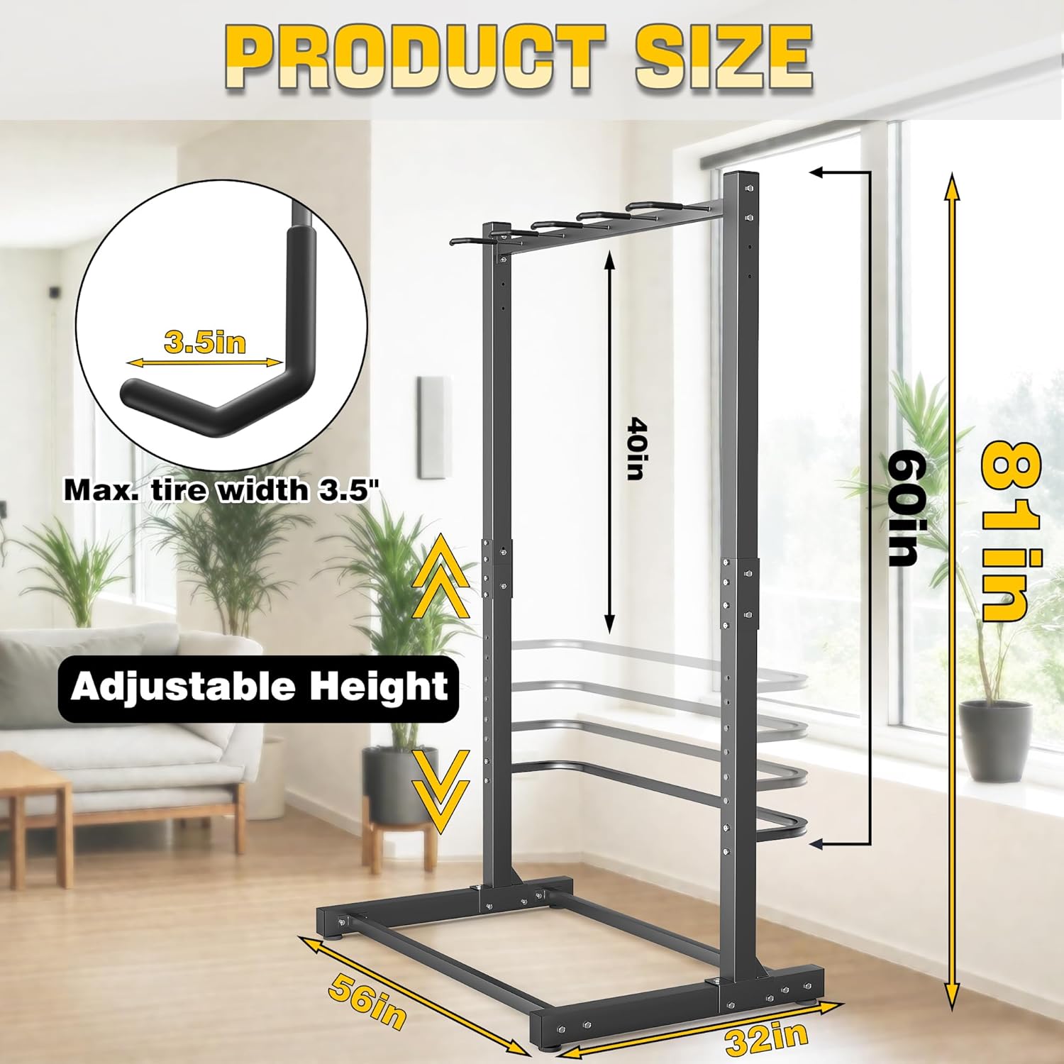 Alternative view of Ultrawall Freestanding Bike Rack, Vertical Bike Storage Stand for Garage, Indoor Bicycle Organizer, Holds Up to 5 Bikes