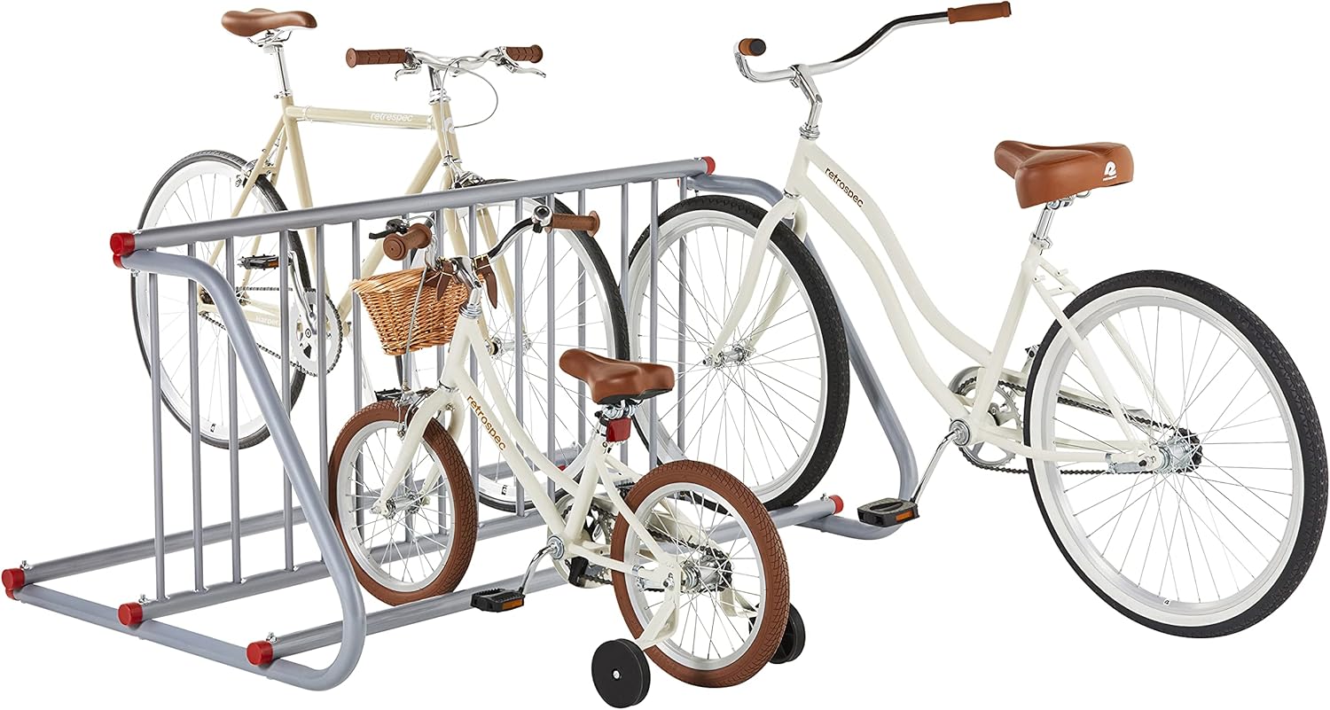 Retrospec Commercial Grid Bike Rack - Single & Double Sided - Bicycle Storage Stand for Garages, Stores, Schools & Universities Power Coated Steel | for Garages, for Stores, for Schools, for Universities