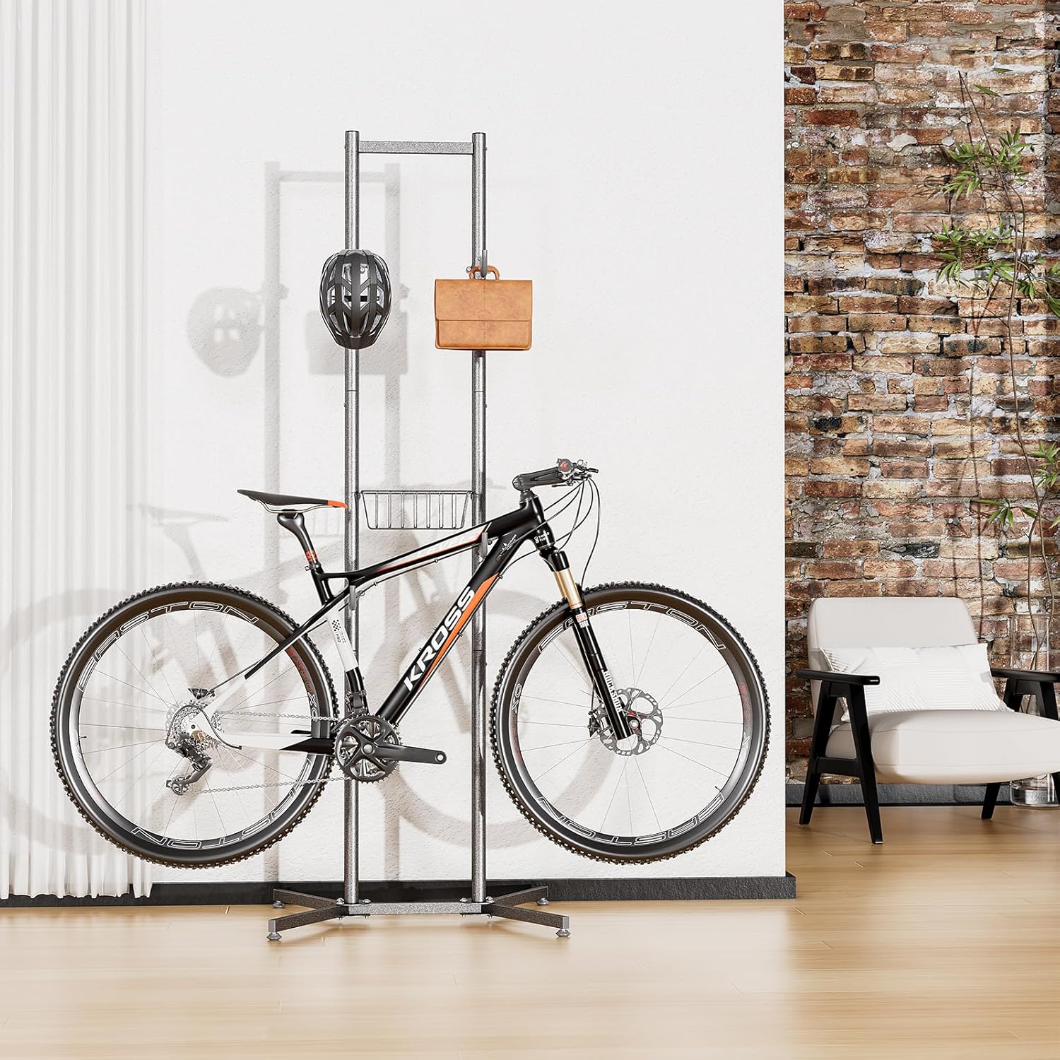 CXWXC 2-/4-Bike Storage Rack with Basket - Indoor Bike Rack for Garage/Apartment - Road Mountain and Hybrid Bike Garage & Home