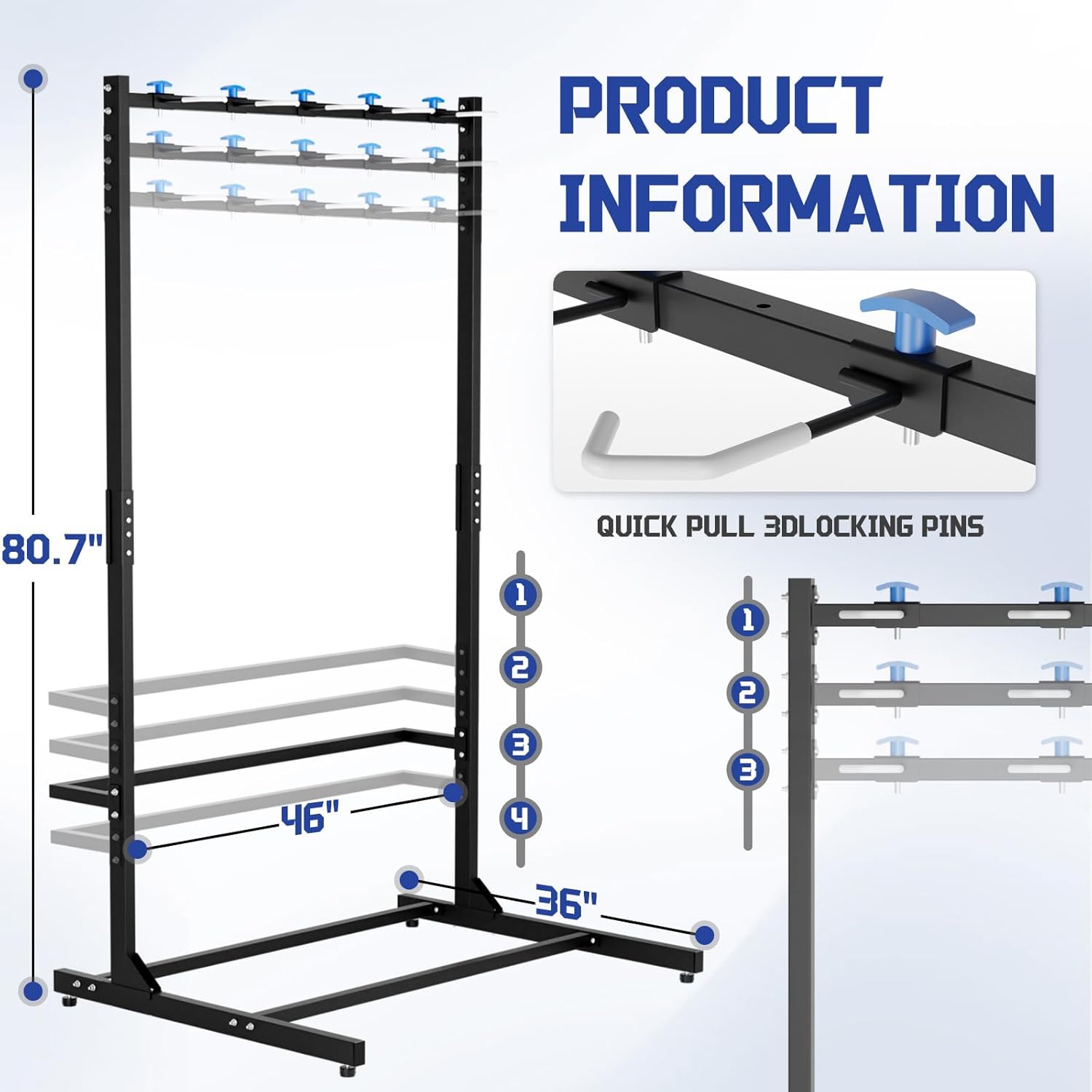 Alternative view of Freestanding Bike Rack with Caster Vertical Bike Storage Stand for Garage Indoor Bicycle Organizer Holds Up to 5 Bikes