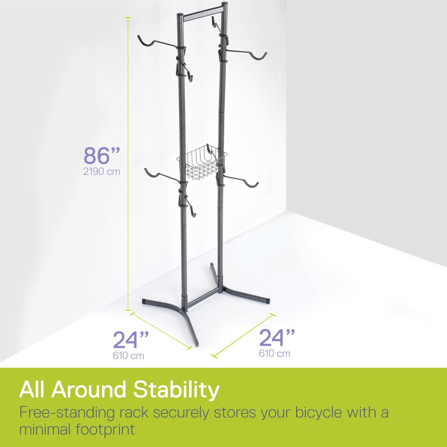 Alternative view of Bike Rack for Garage & Home by Delta Cycle - No Drilling Required - Fully Adjustable Gravity Storage Rack for Any Style Bicycle - Freestanding Vertical Rack