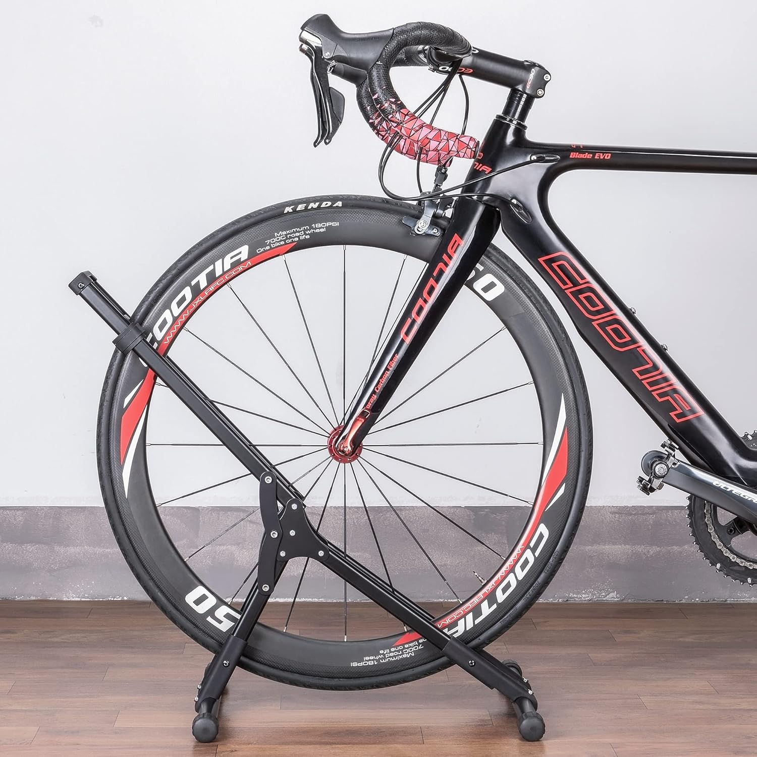 CHEPARK Bike Floor Stand Rack- Indoor Bike Stand for Garage/Home - Bike Storage Bicycle Parking Rack Fit 20u201D-29u201D Mountain Road Bikes (1 Bike Rack)