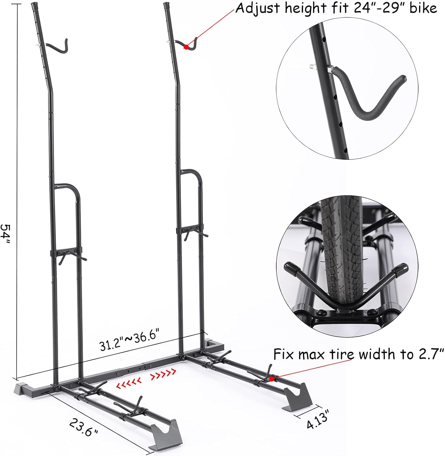 Alternative view of YueTong Vertical Bike Stand, 2 Bike Rack Garage, Upright and Horizontal, Indoor Bicycle Storage for Floor.