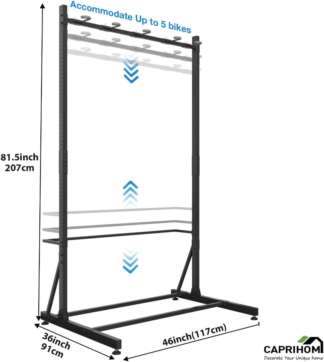 Alternative view of Freestanding Bike Rack for Garage - Hold Up to 5 Bicycle Vertical Bike Stand Floor Indoor Bike Rack Storage Organizer Bike Hangers for Garage