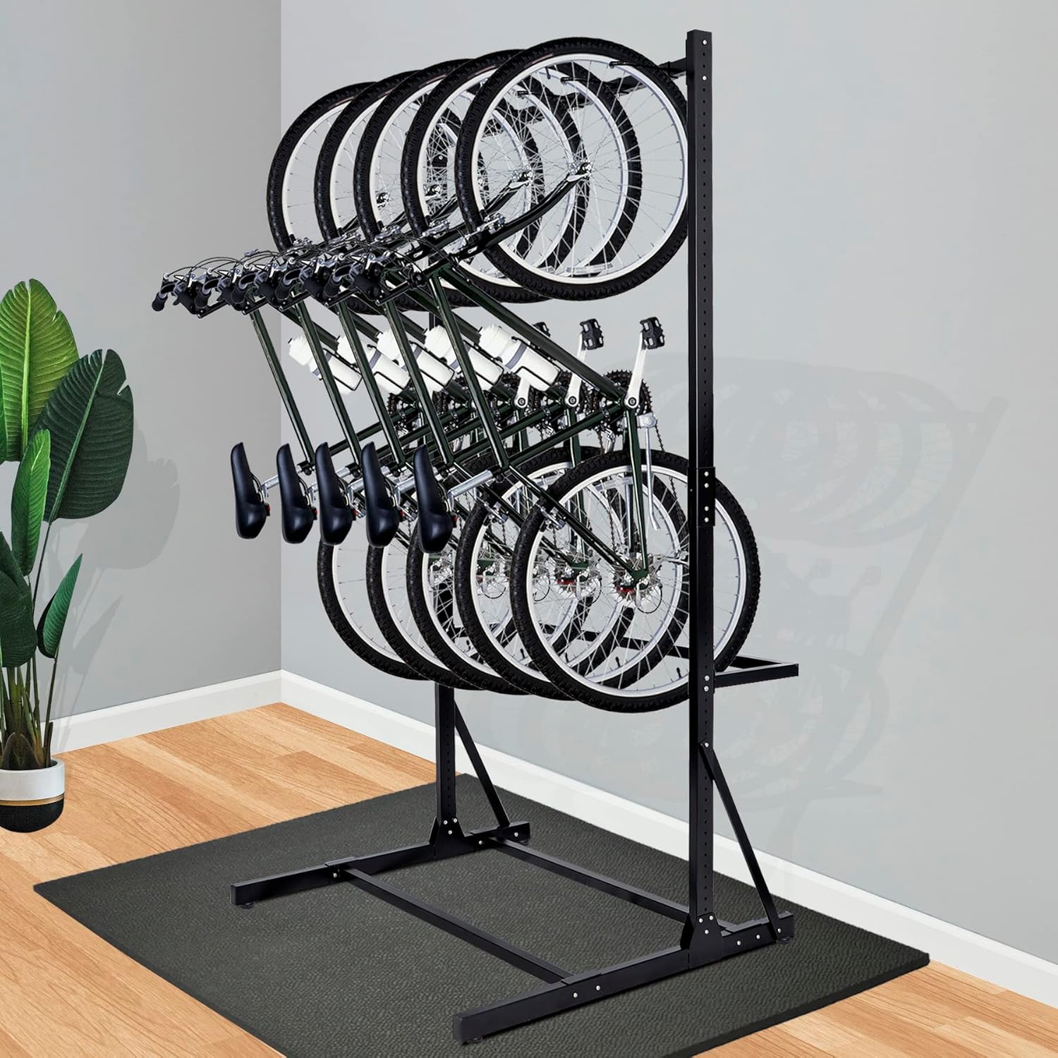 Bicycle Storage Rack for Garage, Freestanding Bike Storage Rack Max 5 Bikes, Heavy-Duty Solid Steel Bike Racks for Garage for Home and Garage Organizer