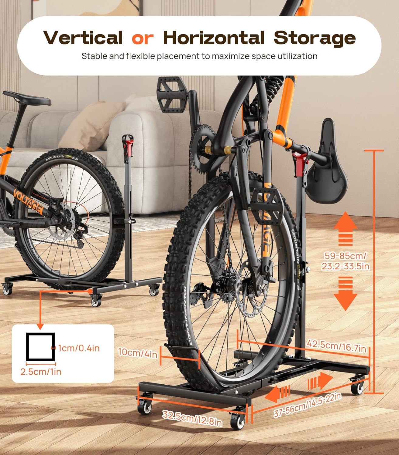Housolution Vertical Bike Stand with Wheels up to 29", [2 Pack] Adjustable Height, No Drilling holds up to 80lbs, Freestanding Bicycle Rack for Garage & Apartment, Bike Stand Floor for MTB/Road Bikes