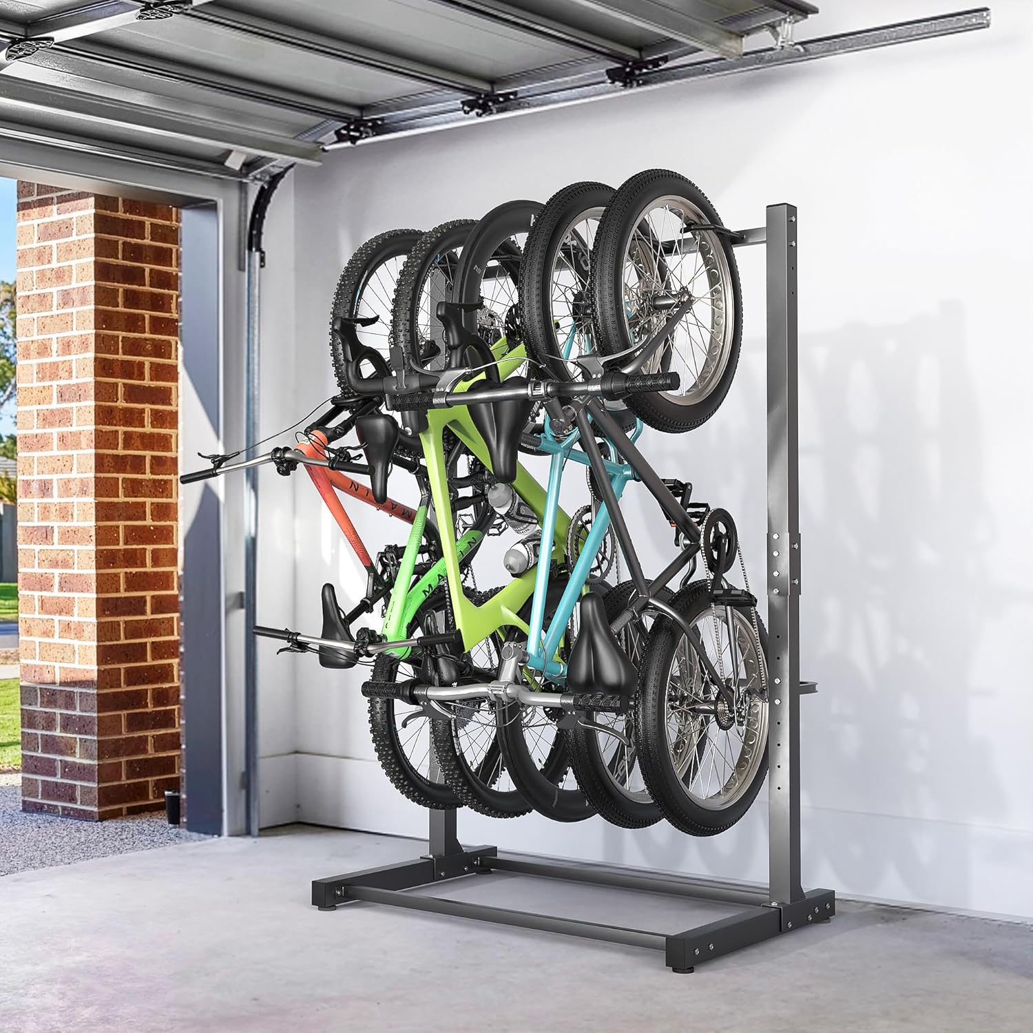 EVERHANGER Freestanding Bike Rack, Vertical Bike Rack Stand for Garage, Bicycle Storage Organizer, Holds Up to 5 Bikes
