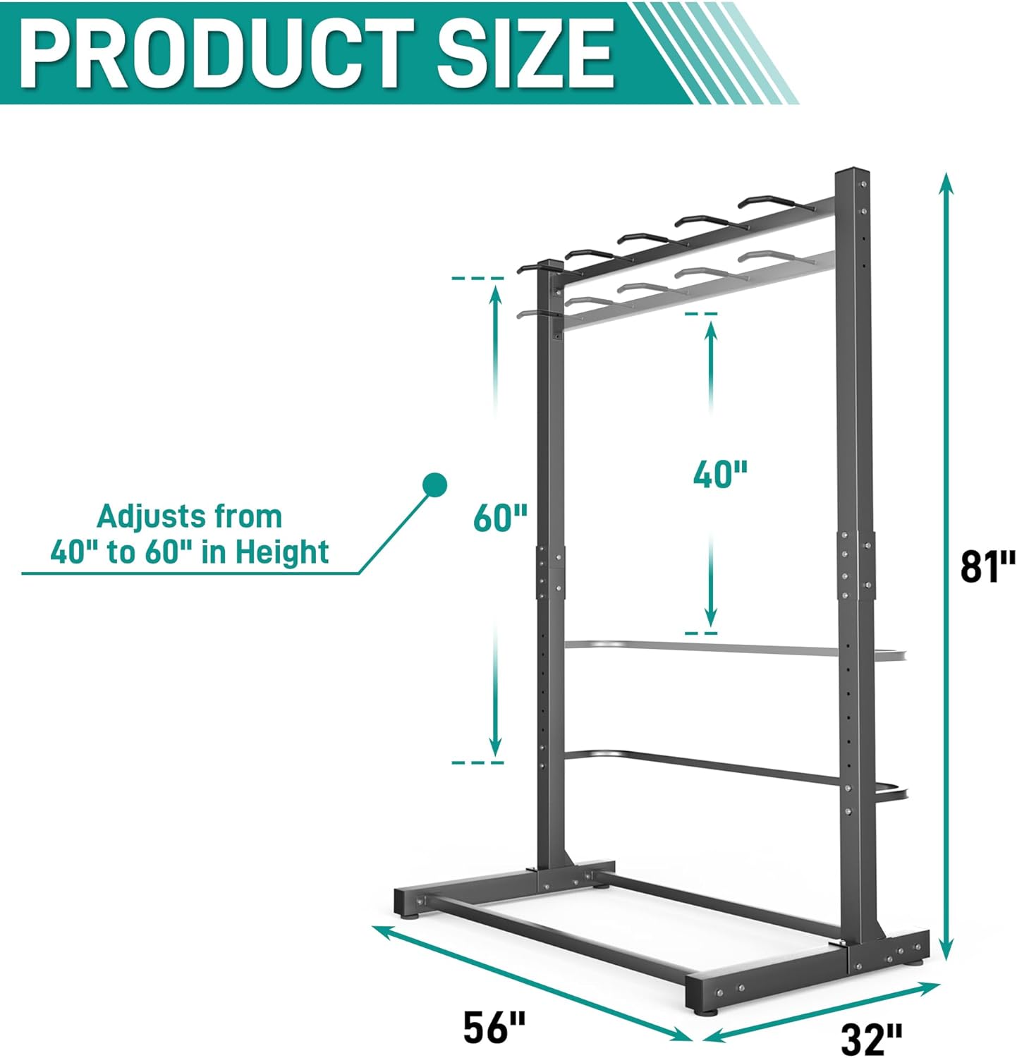 Alternative view of EVERHANGER Freestanding Bike Rack, Vertical Bike Rack Stand for Garage, Bicycle Storage Organizer, Holds Up to 5 Bikes