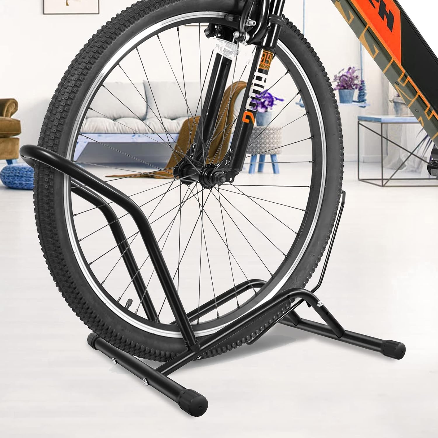 Bike Floor Stand Bikes Bicycle Rack for Outdoor and Indoor,Front And Rear Wheel Storage Bicycle Freestanding Parking Stand Holder Fit for 16"-29" Kid's/Mountain/Road Bikes,Heavy Duty Metal,Adjustable