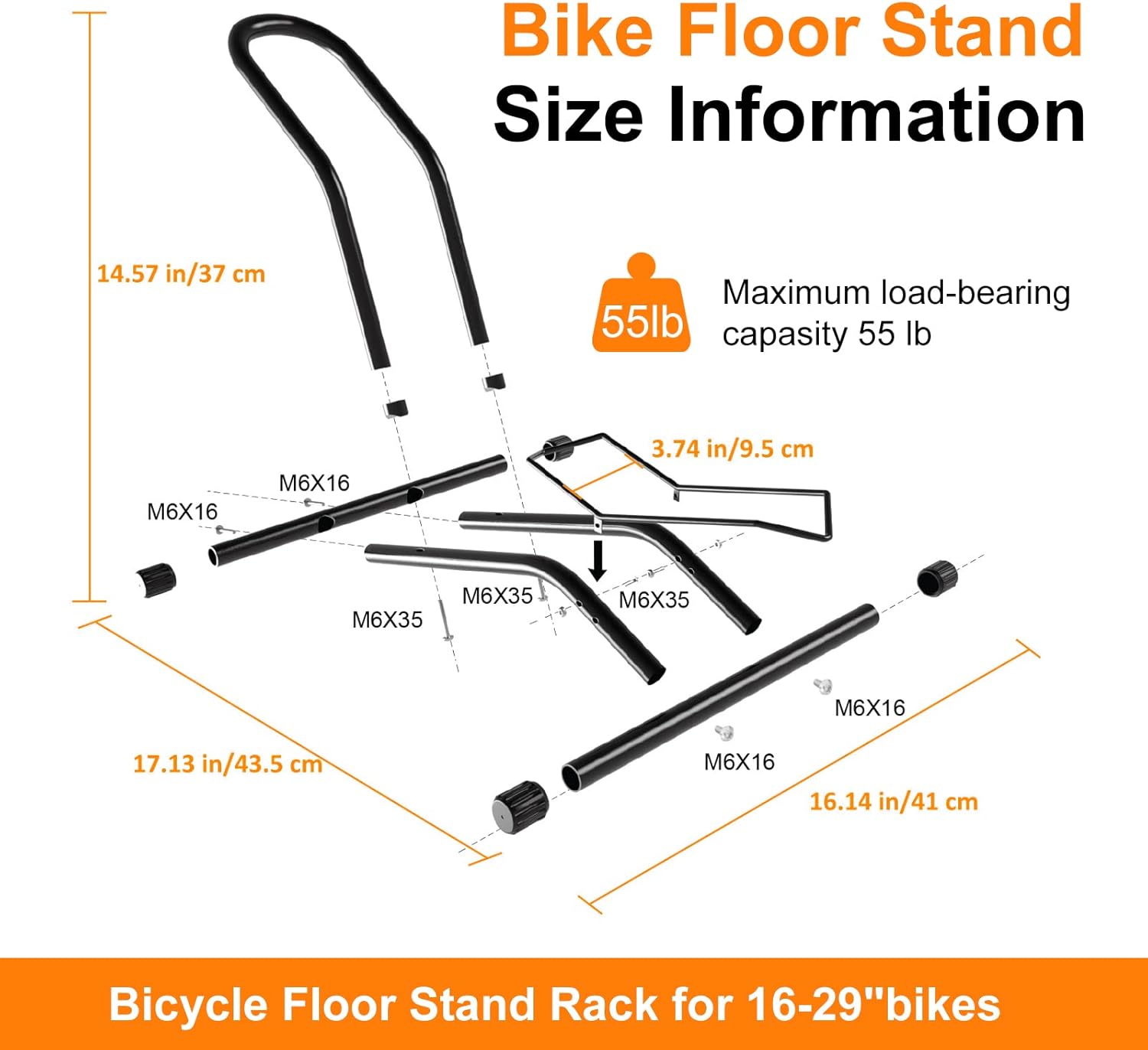 Alternative view of Bike Floor Stand Bikes Bicycle Rack for Outdoor and Indoor,Front And Rear Wheel Storage Bicycle Freestanding Parking Stand Holder Fit for 16"-29" Kid's/Mountain/Road Bikes,Heavy Duty Metal,Adjustable