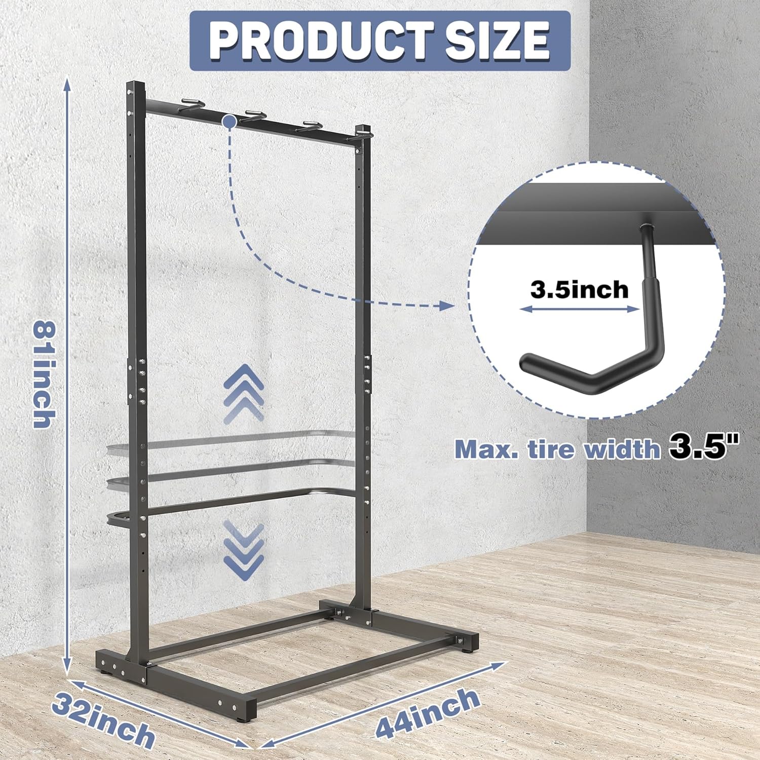 Alternative view of WALMANN Freestanding Bike Stand for Garage, 4 Bikes Vertical Bike Storage Stand Heavy Duty Bike Floor Stand