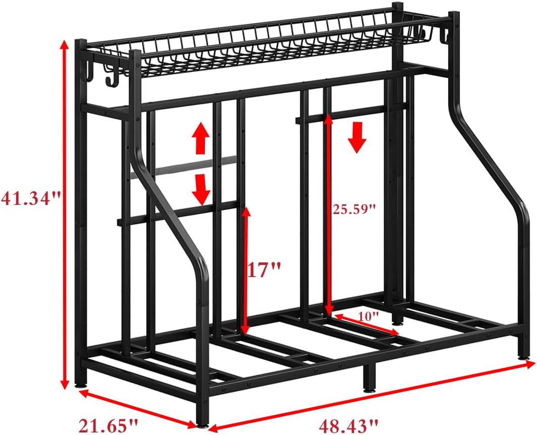 YIZAIJIA Bike Rack Storage Stand Organizer Floor Holds 4 Bicycle Parking Freestanding Adjustable Garage Indoor Outdoor Bike and Sports Storage Station, Black (4 Bike Stand)
